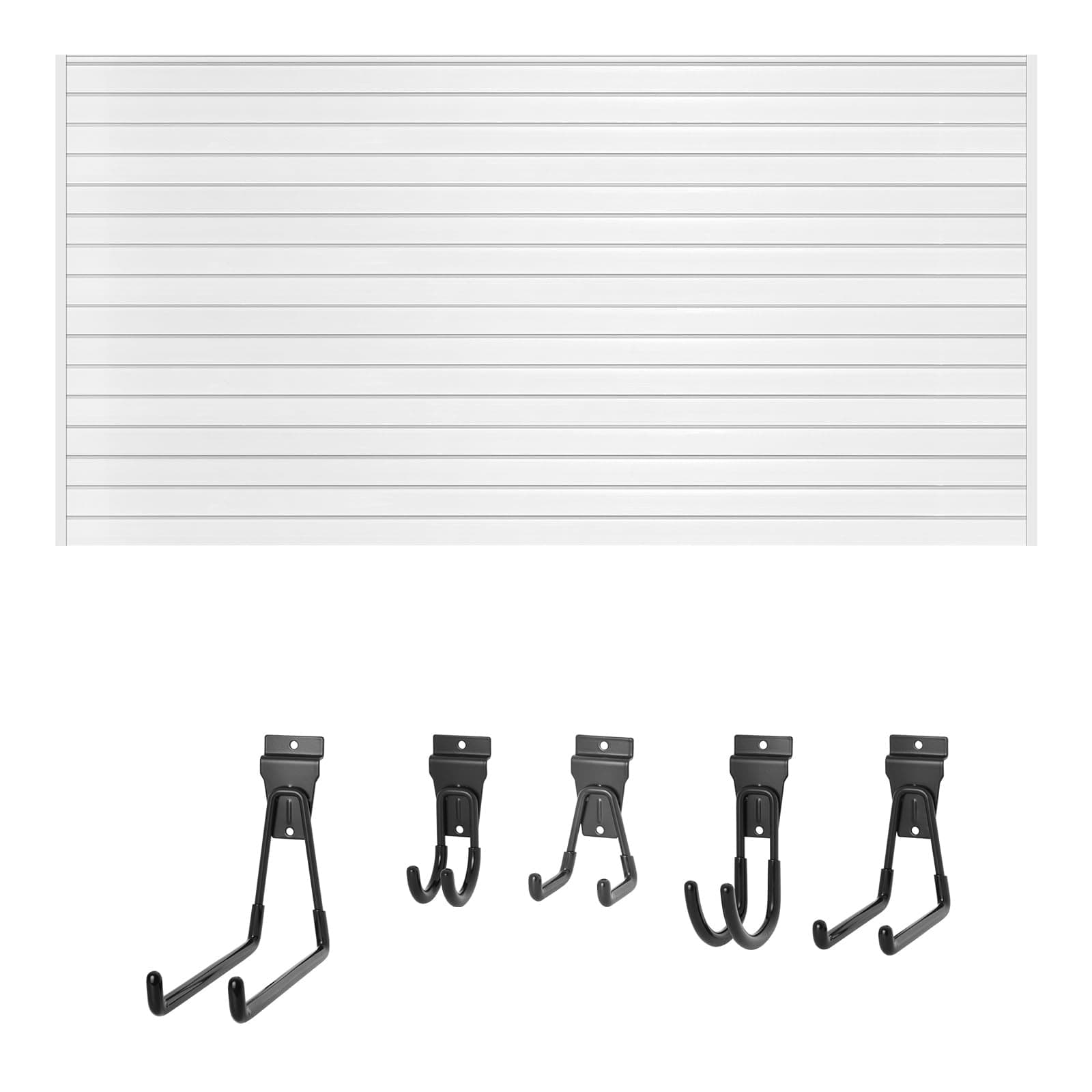 Slat Wall Paneling - 32 SQ FT Slatwall Panel Garage Wall Organizer - 4Ft x 8FT - PVC Slat Wall Panels with 22+ Screw Hooks - Garage Slat Wall Storage Systems PVC Panels (White, 4 X 8 FT)