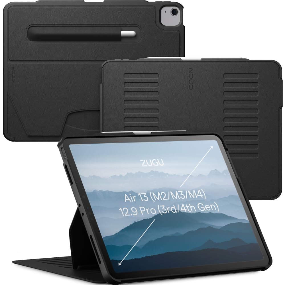 Slim Protective Case Designed for iPad Air 13-inch (M4, 2026 / M3, 2025 / M2, 2024) / iPad Pro 12.9-inch (4th/3rd Gen) Wireless Pencil Charging, Multiple Viewing Angles (Sleep/Wake Cover)