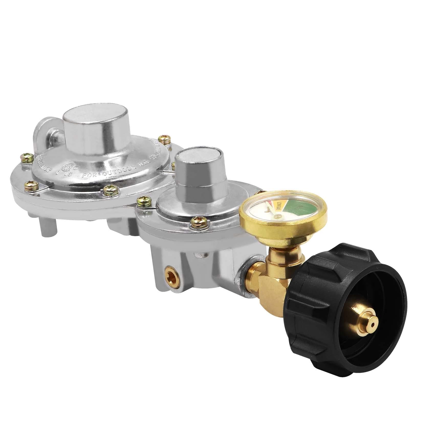 Vertical 2 Stage Propane Regulator with QCC1 and Gauge, Two Stage Propane Regulator Standard 3/8 Female NPT Connection, Double Stage Regulator for Propane Tank, Gas Grill, RV, Propane Heater