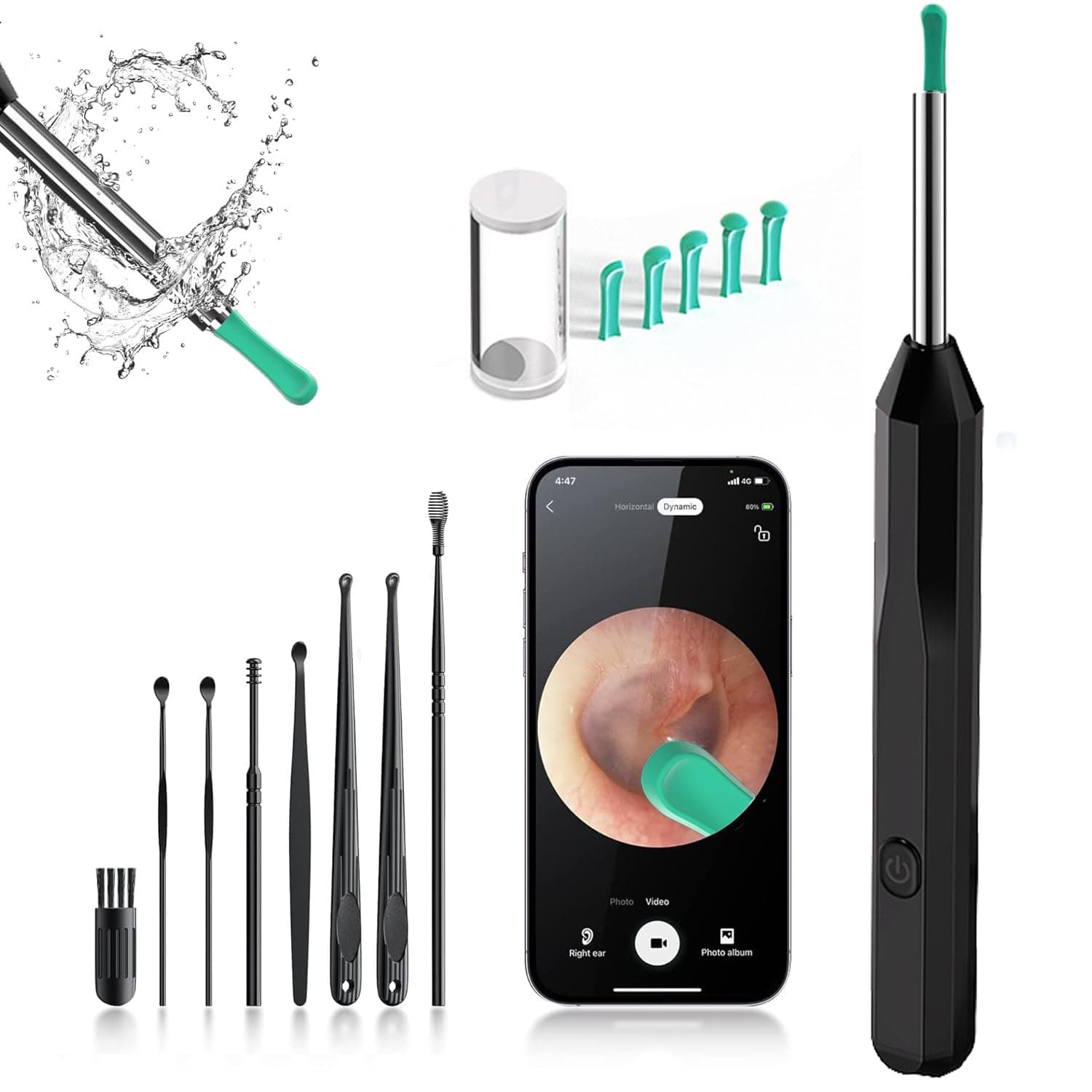 Ear Wax Removal,Ear Cleaner with 1080P Camera,Smart Visual Earwax Cleaning Tool with 6 LED Lights,8 Pcs Ear Set,6 Ear Scoop Ear Tips Replacement,Ear Cleaner for iOS & Android (NE6-YT)