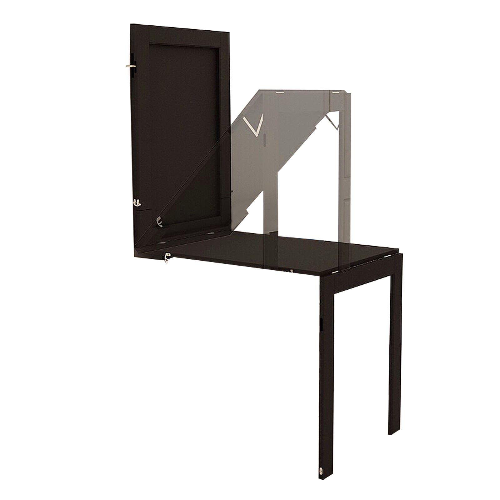 Isasar Wall Mounted Folding Table Space Saver Fold Out Convertible Desk (Black)