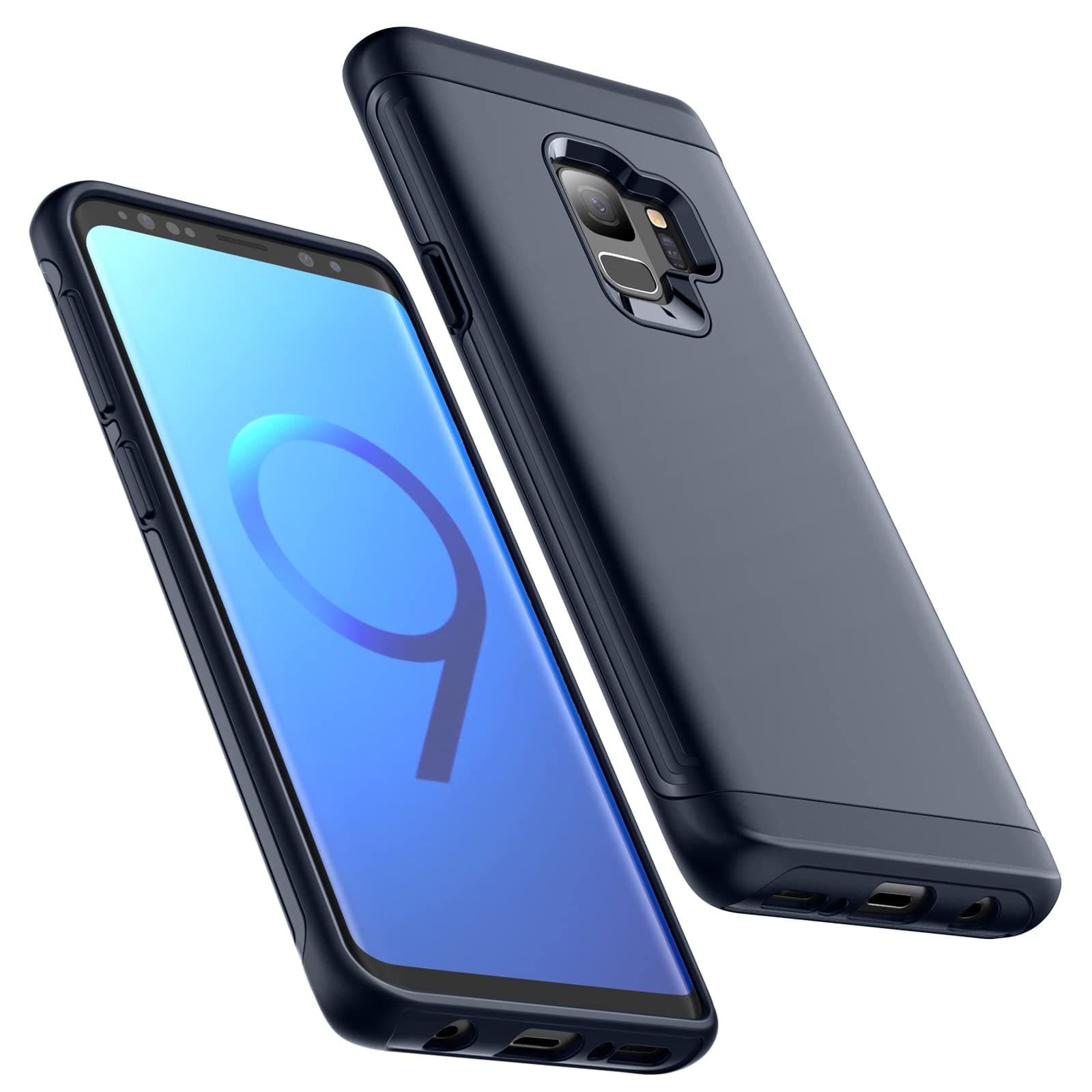 JETech Heavy Shockproof Case for Samsung Galaxy S9, Dual Layer Rugged Protective Phone Cover with Shock-Absorption (Blue)