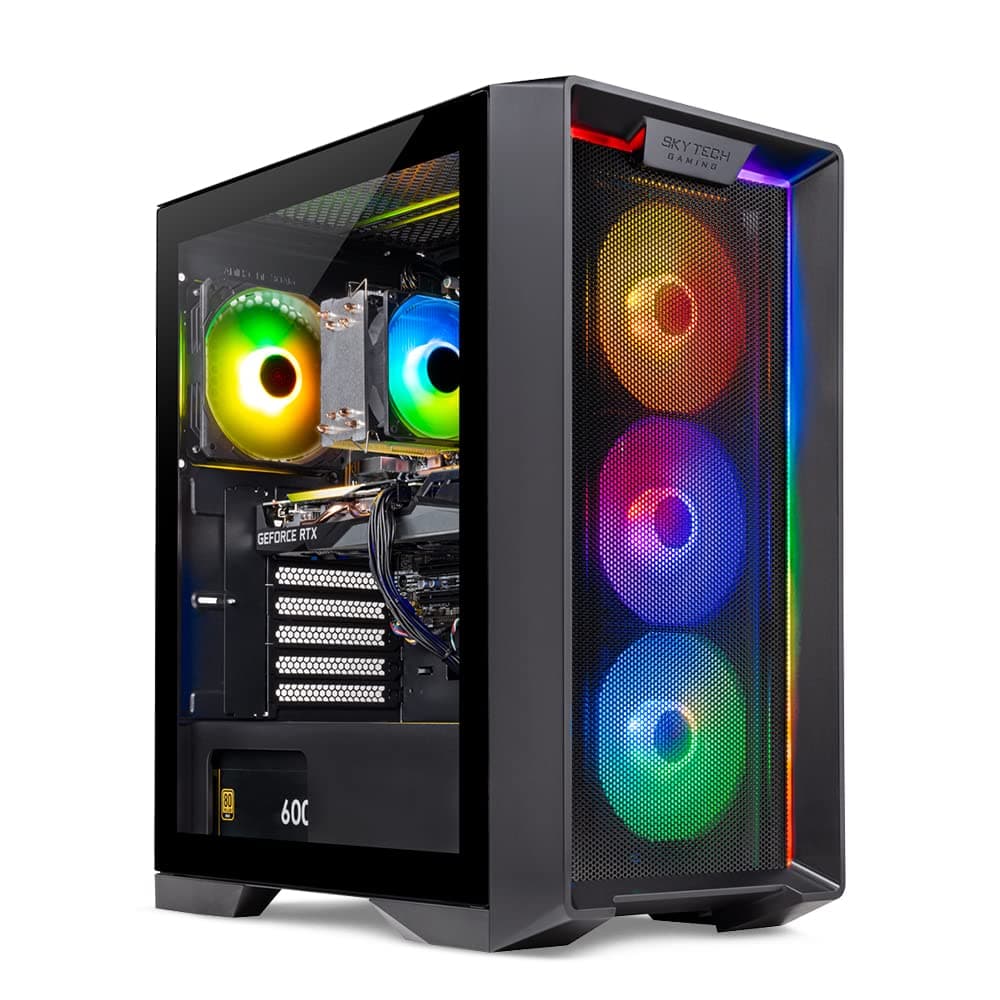 Skytech Gaming Nebula Gaming PC Desktop – Intel Core i5 13400F 2.5 GHz, NVIDIA RTX 4060, 1TB NVME SSD, 16GB DDR4 RAM 3200, 600W Gold PSU, 11AC Wi-Fi, Windows 11 Home 64-bit,Black