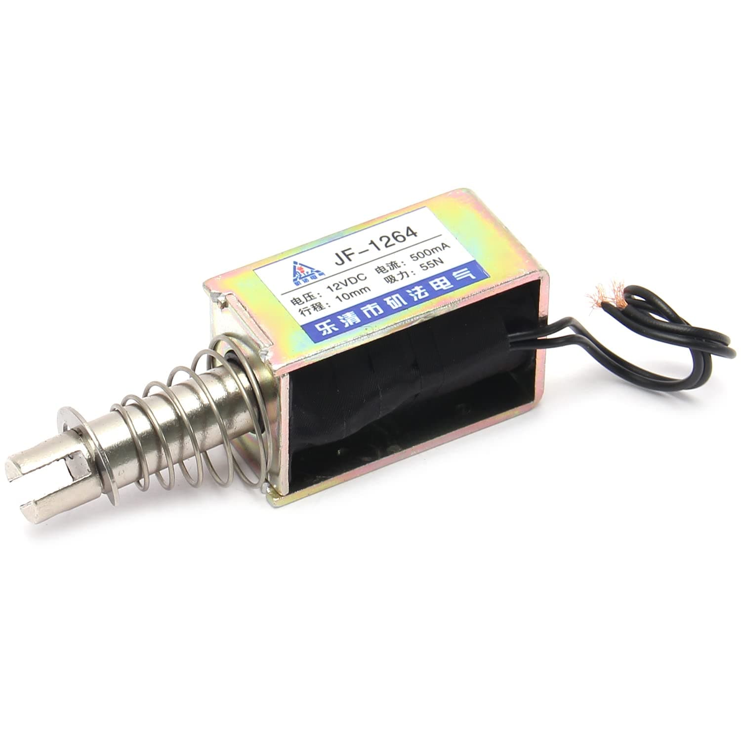 Fielect DC 12V 2.5A 55N Pull Type Solenoid Electromagnet, 10mm Stroke, Open Frame, Linear Motion, JF-1264-12V