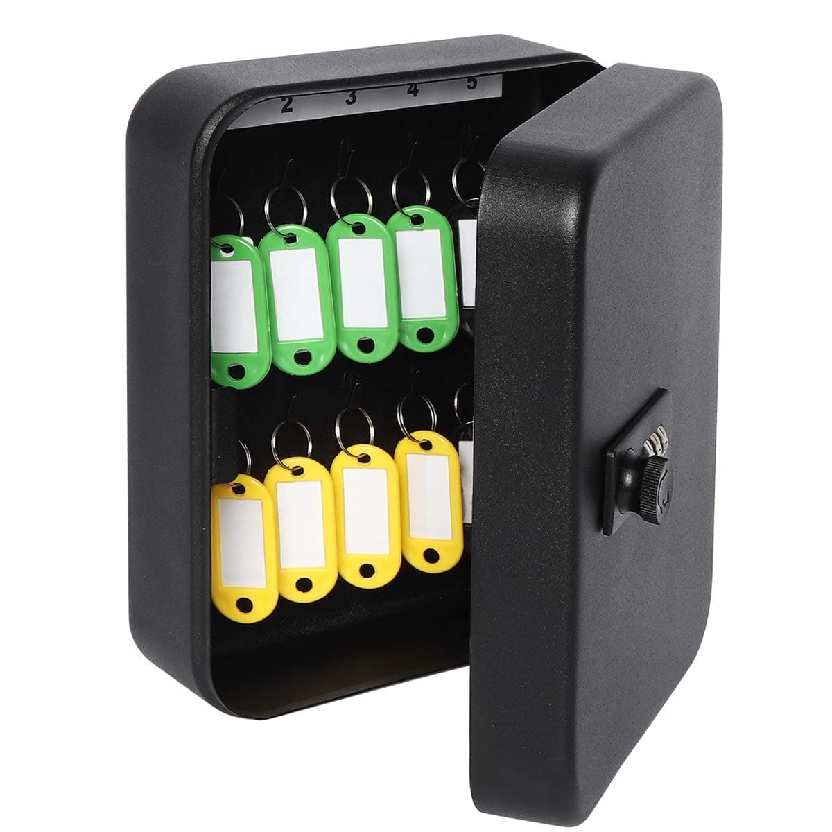 20 Key Storage Lock Box with Code, Wall Mount Metal Security Key Cabinet with Combination Lock, 7.87" x 6.30" x 2.95", Black