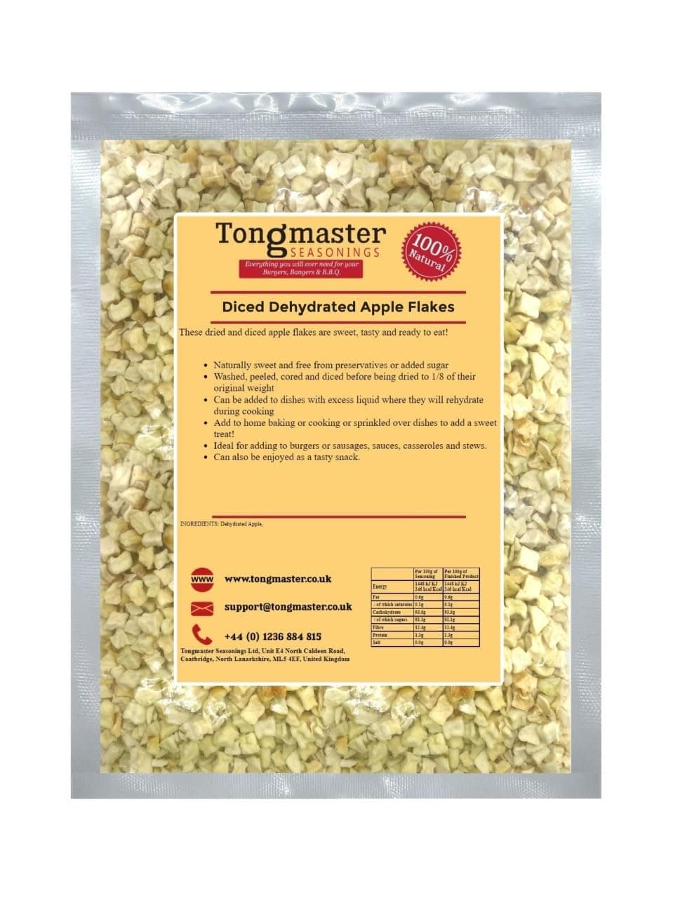 Diced Dehydrated Dried Apple Flakes - 500g