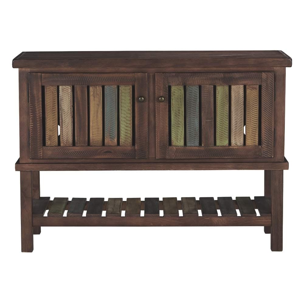 Signature Design by Ashley - Mestler Rustic Console Sofa Table, Brown/Multi Colored Shelves