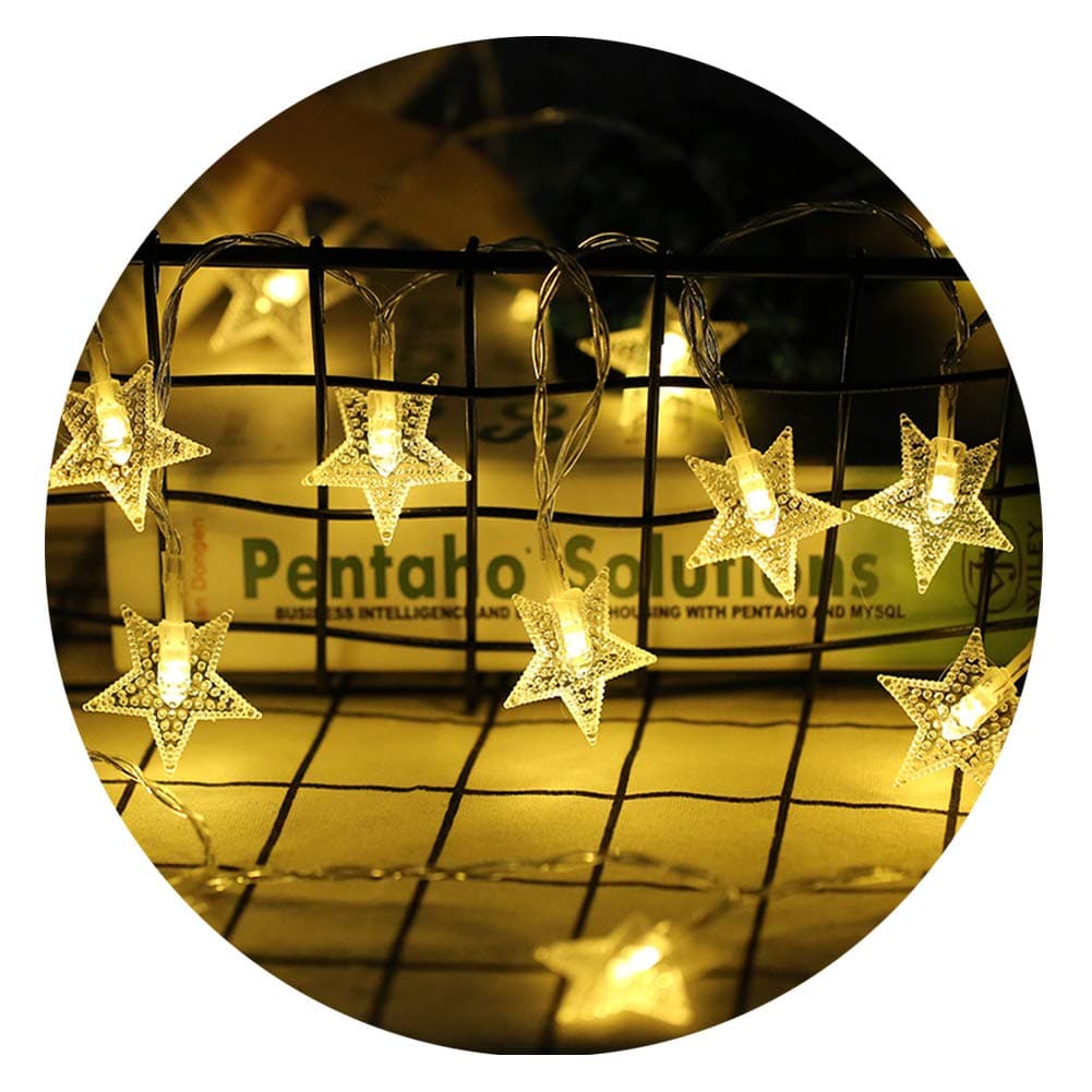 Lianqi 4M/13ft 40 LED Warm White Star Shape String Light Christmas day Light Strip Decorate For Window,Xmas tree,Wardrobe,Room,Garden,Party,New Year Day ETC.