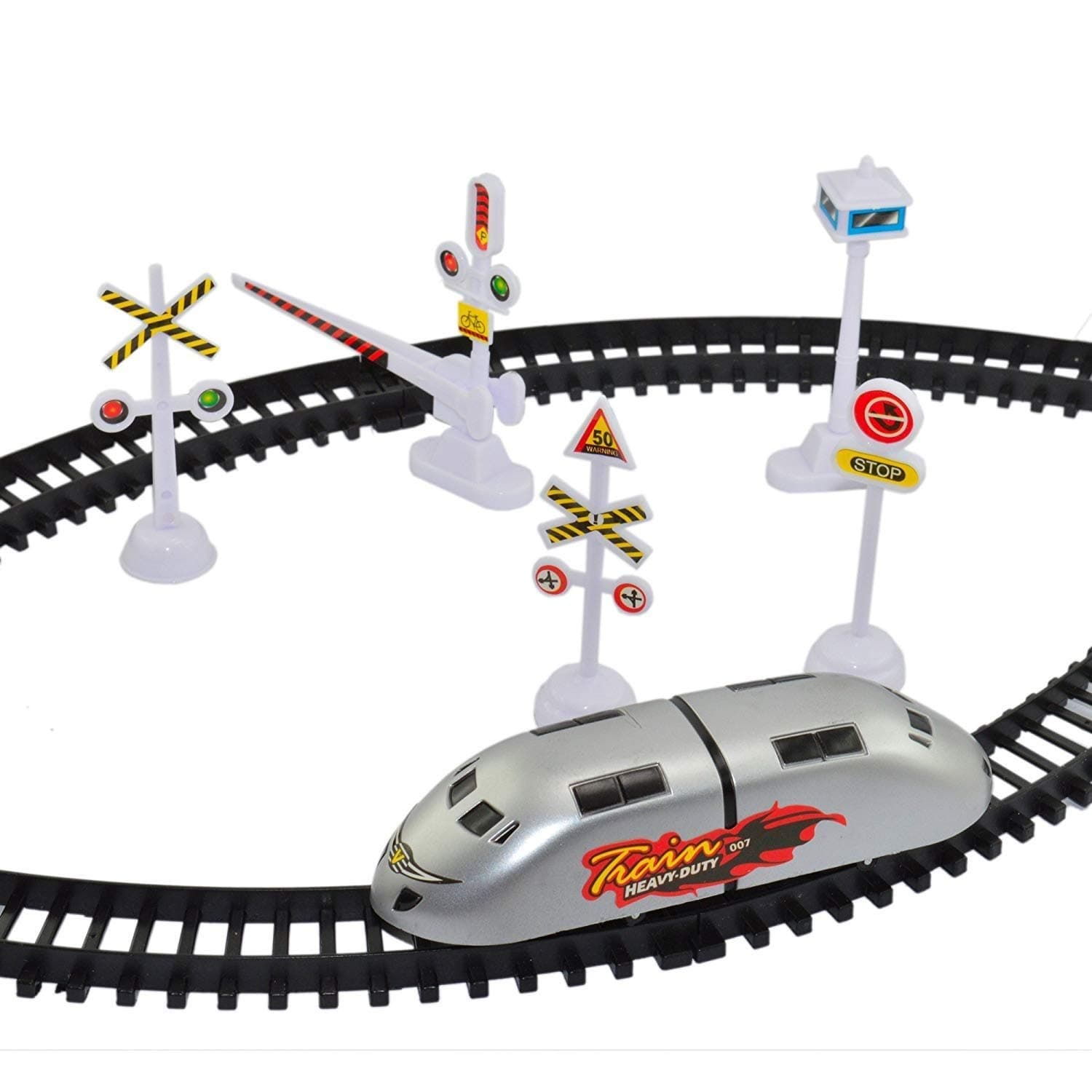 WOLFSTONE Bullet Toy Train Set for Kids with Tracks and Elevating Stands | High Speed Battery Operated Train Set for Kids