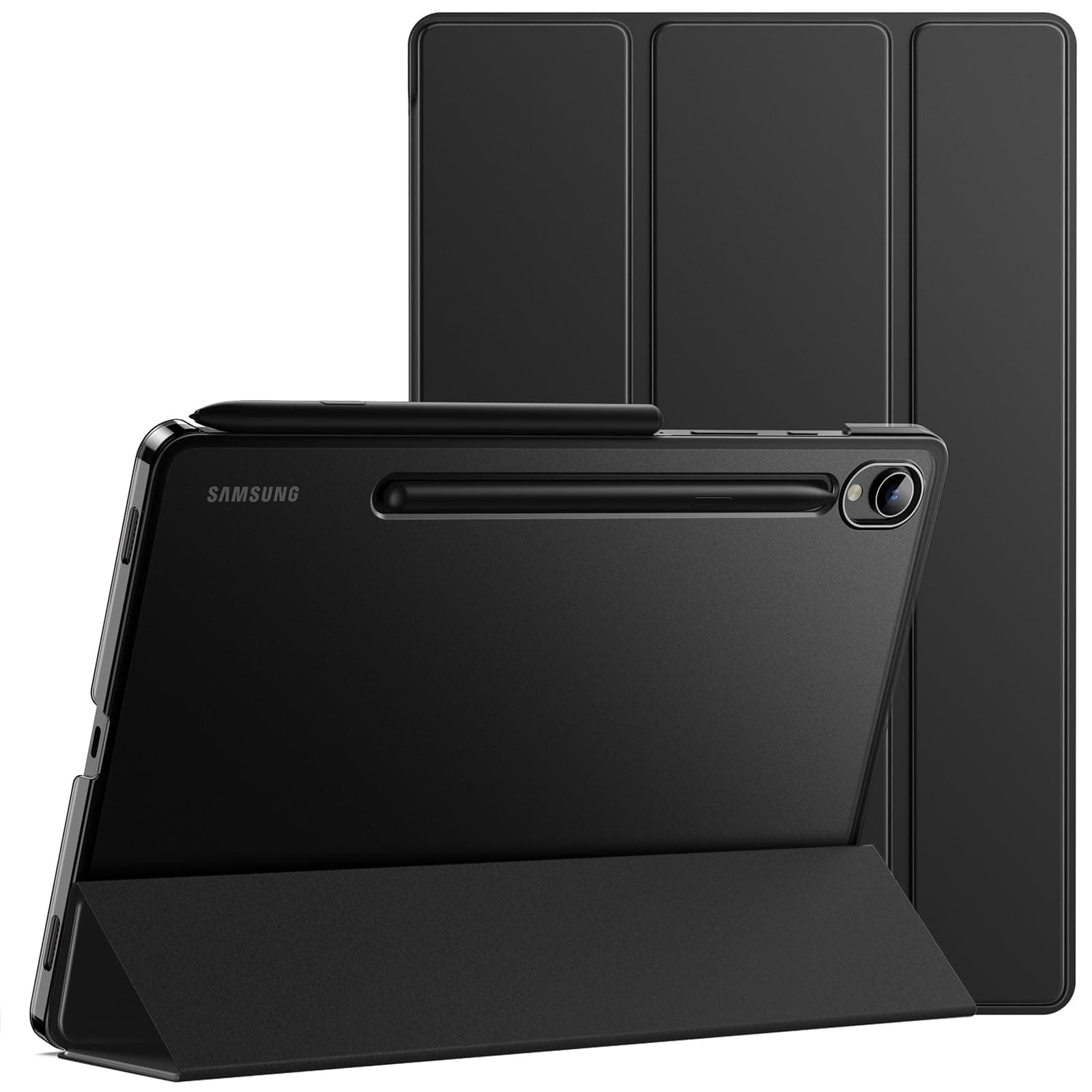 JETech Case for Samsung Galaxy Tab S9 11-Inch, Translucent Back Tri-Fold Stand Protective Tablet Cover, Support S Pen Charging, Auto Wake/Sleep (Graphite Black)