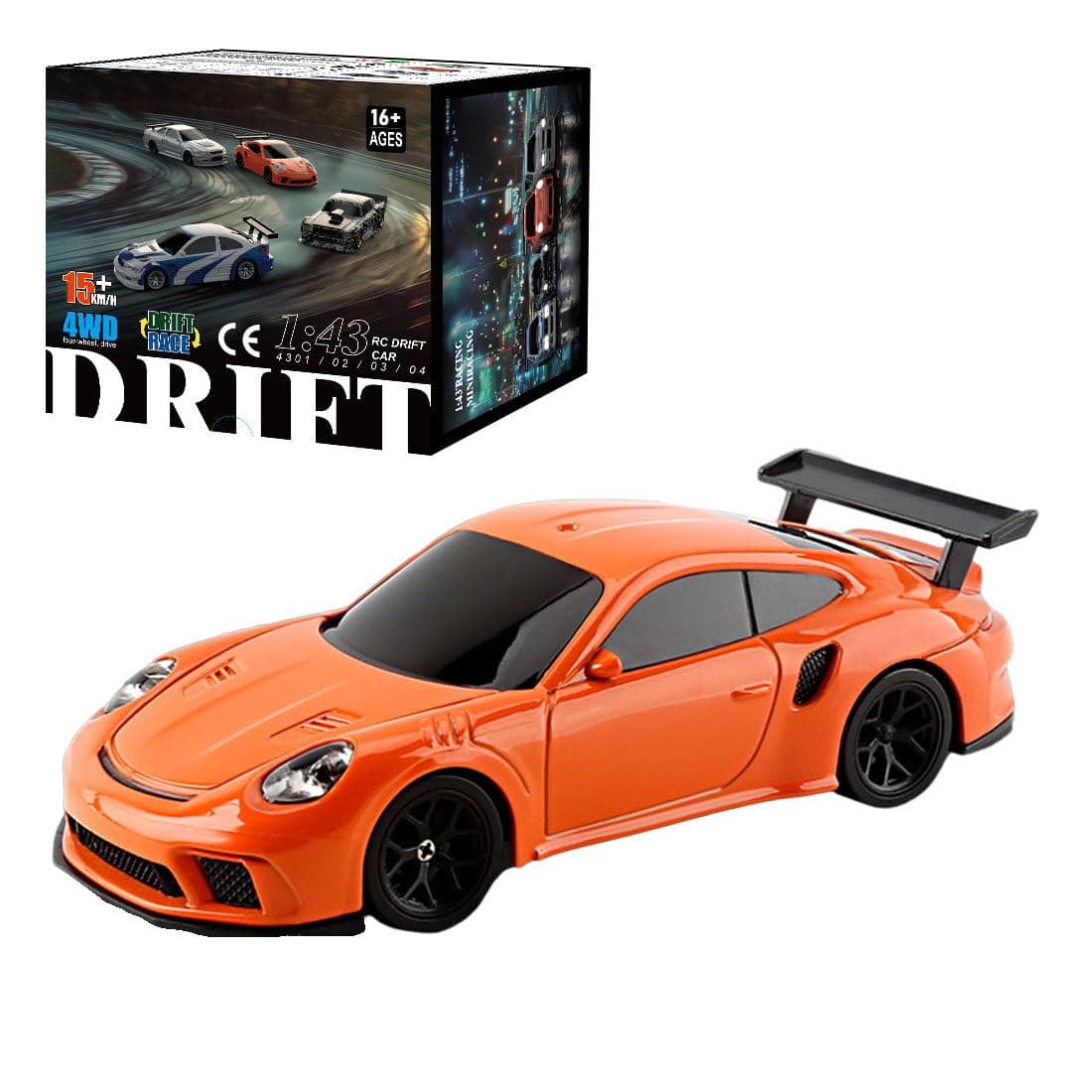 Aetheria Remote Control Drift Car for Adults 1:43 RC Electric Racing Car with Lights 4WD Racing Hobby Vehicle for Adults - RTR Version, Orange, F55JR016CW80B117VXV8RF7J