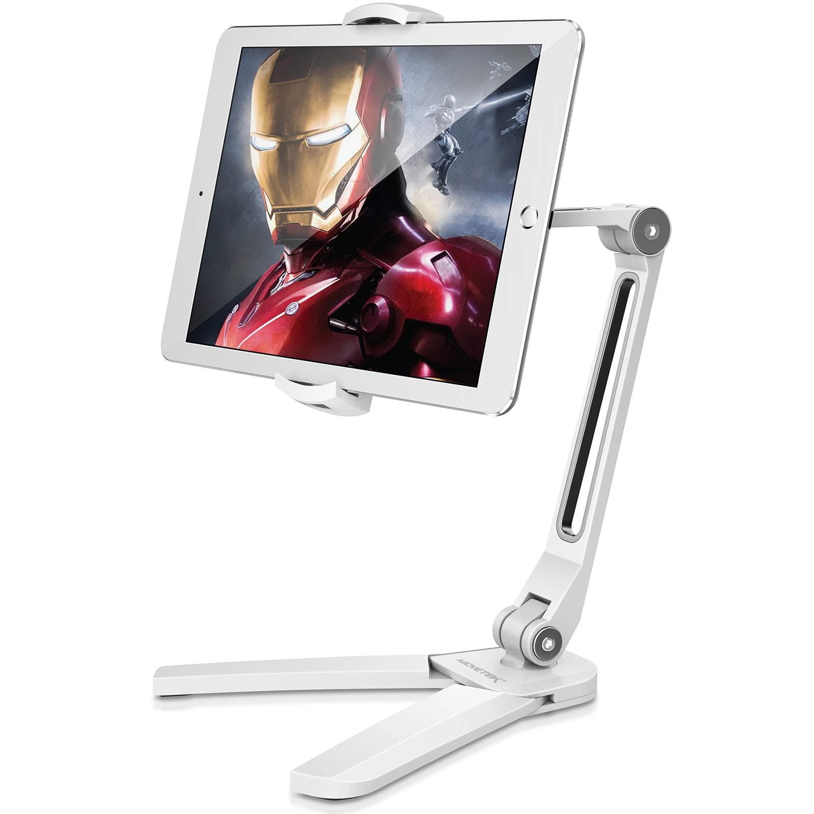AboveTEK Tablet Stand, Wall Mounted, Tabletop, Dual Use, iPad Arm Stand, High Elasticity, Foldable, 360° Rotation, Freely Adjustable, iPad Holder, Smartphone, Stand, iPad Stand, Compatible with 4.7 -