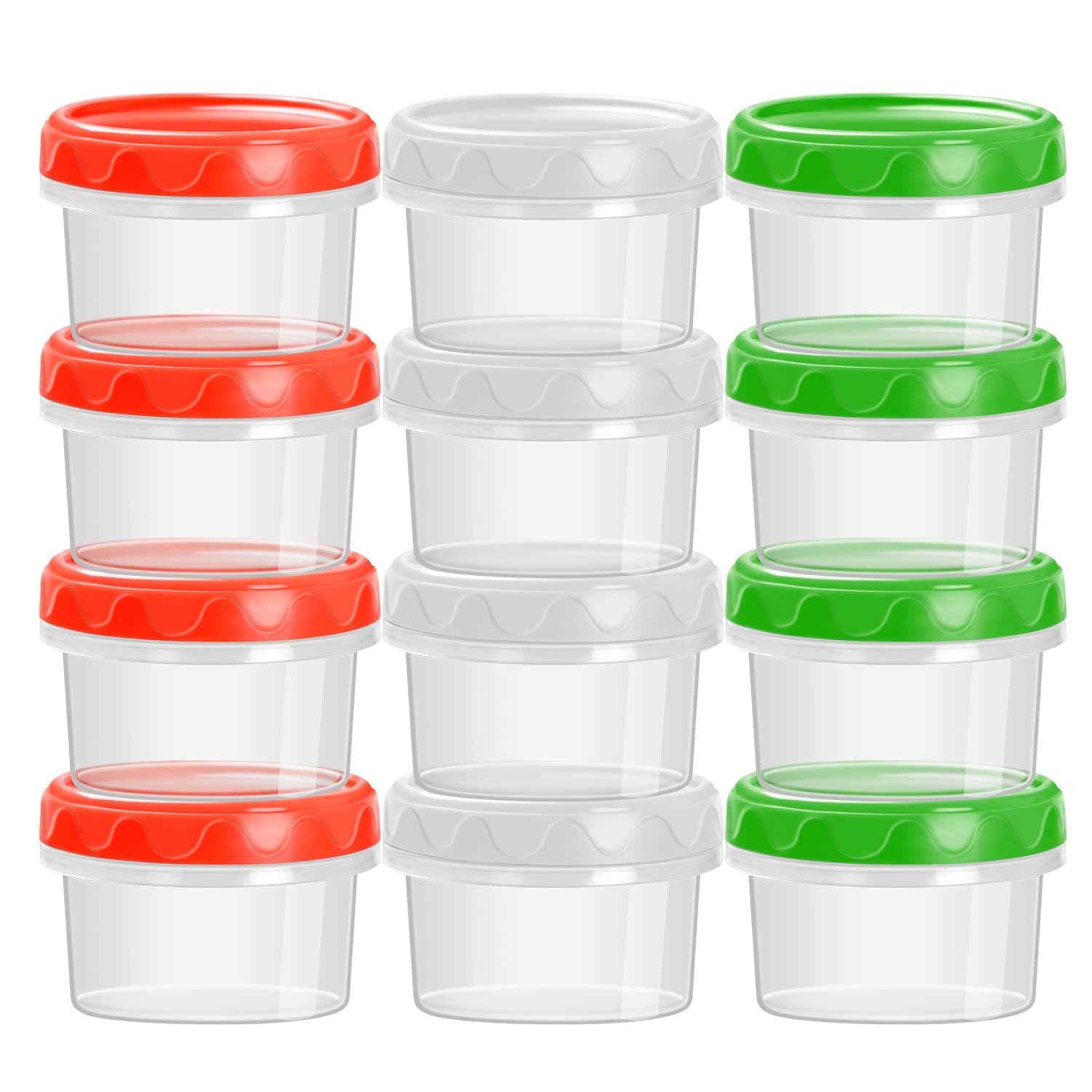 EONJOE 4oz Plastic Containers with Lids Reusable Dishwasher Freezer Safe Airtight,12-Pack