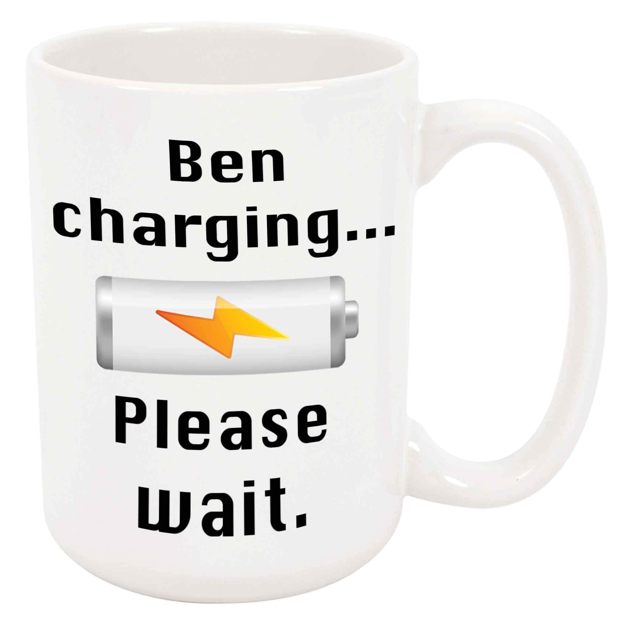 Ben Charging Coffee Mug - Personalized Ceramic Cup with Name, Custom Hot Chocolate/Cocoa Mug, Customized Birthday/Christmas Gift, Holiday Present, 11 Ounces