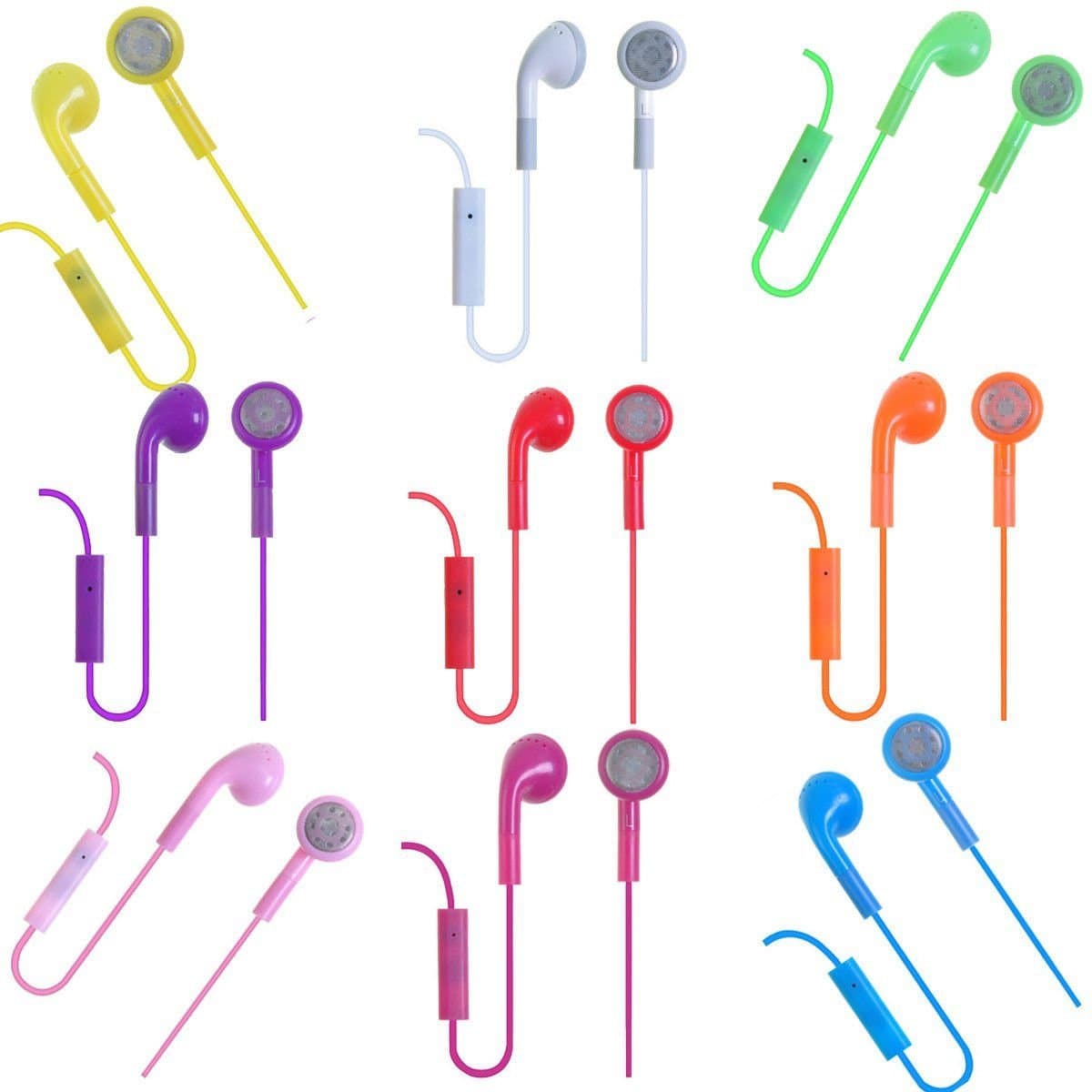 Aetherie Bundle Color Headphone Headsets Packs with Microphone + Remote for Mobile Device (3.5MM) - 10 Colors Packs