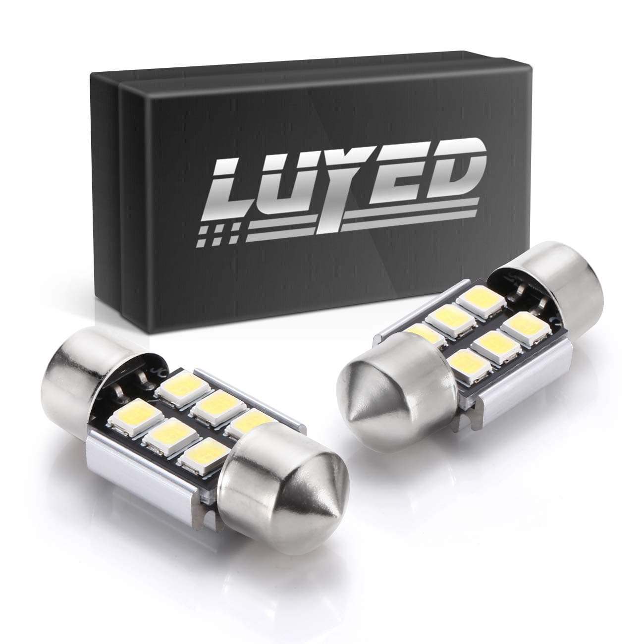 LUYED2 X Super Bright 2835 6-EX Chipsets Error Free 1.25 inches DE3175 DE3021 DE3022 3175 LED Bulbs Used For Dome light,Xenon White