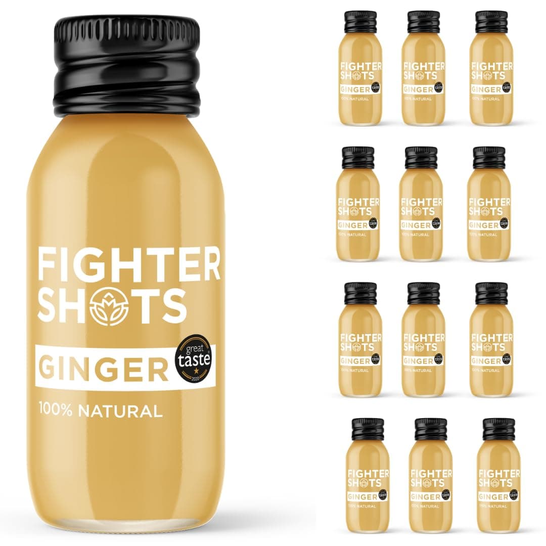 Ginger Shots (12x60ml) | Award Winning Fresh & Fiery Ginger Shots | 27g of Cold Pressed, Fresh Root for Immune Support | Boosts Energy | Natural | A Perfect Pick Me Up