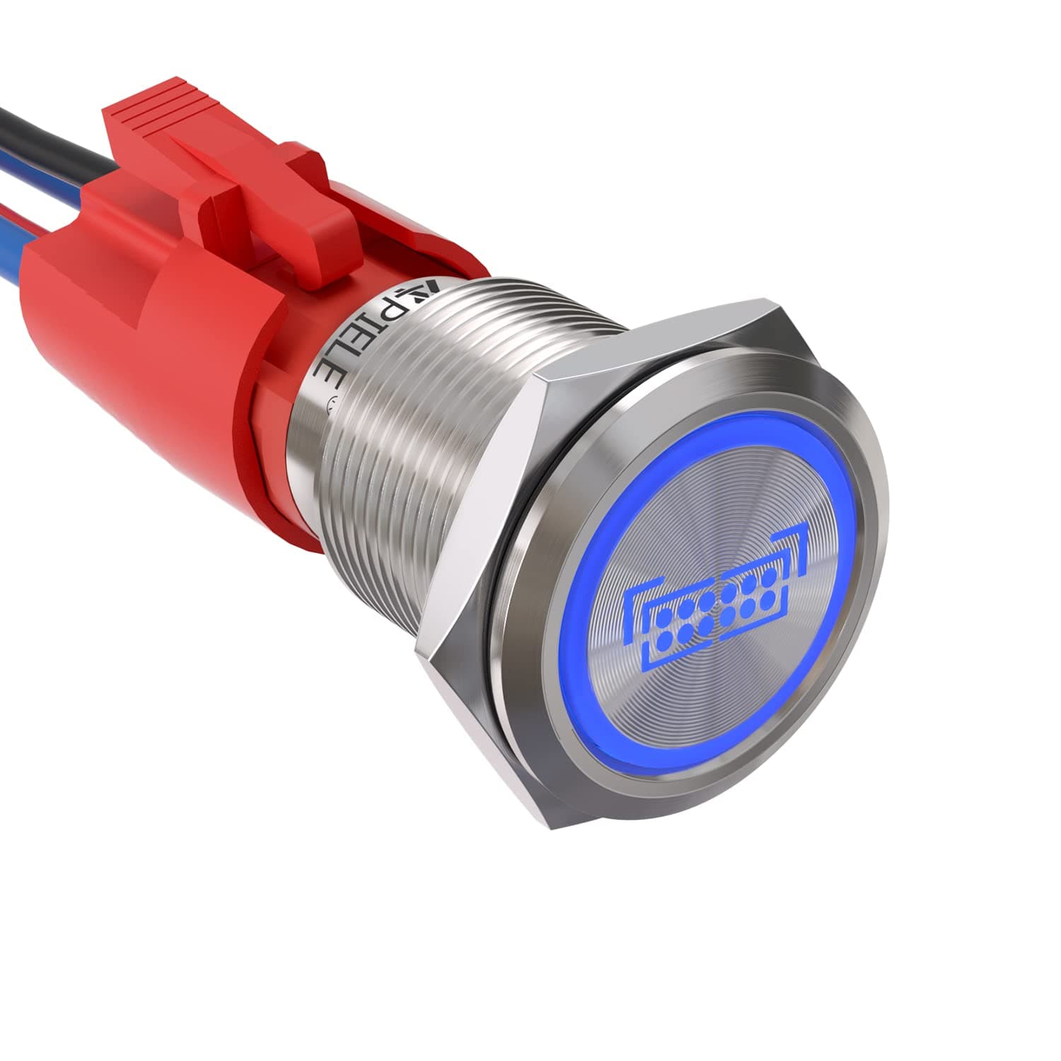 APIELE Led Light Bar Push Button Switch ON Off SPST Stainless Steel 10A 12V 24VDC Pre-Wired 19MM 0.74" Install Sizefor Car Boat Truck(LED Light BAR)