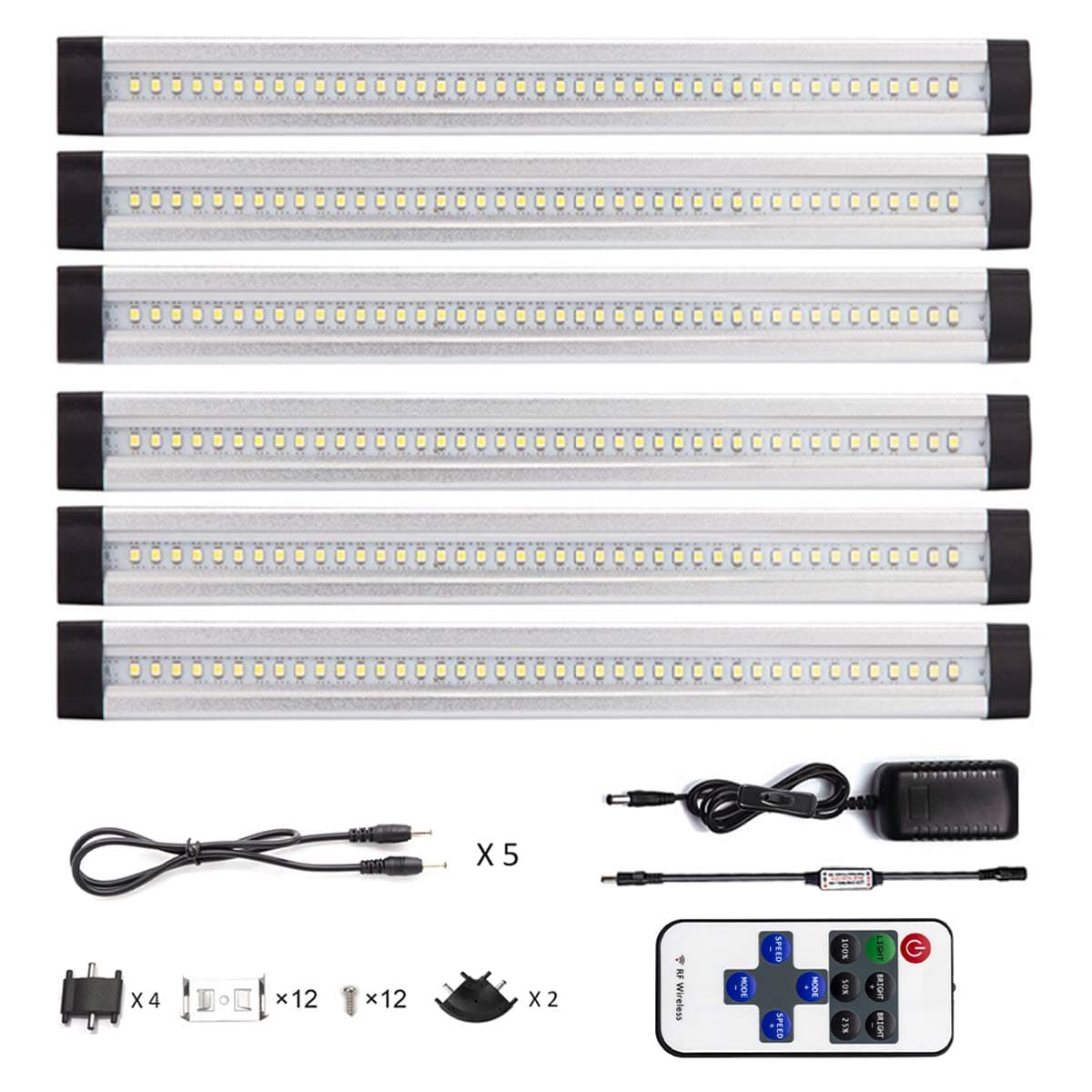 Cabinet Light dimmable Ultra Thin LED Under Cabinet Light with Remote Control, 12-inch Under Counter Lighting 6pcs Panels kit, Total of 18W,2200LM,(3500K White) [Energy Class A++] [Energy Class A+++]