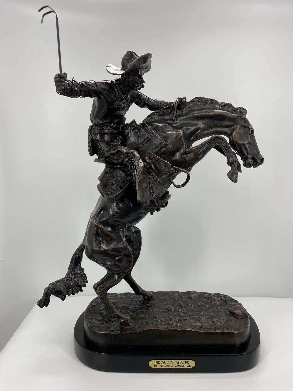 American Handmade Solid Bronze Sculpture Statue Bronco Buster By Frederic Remington Mini Size