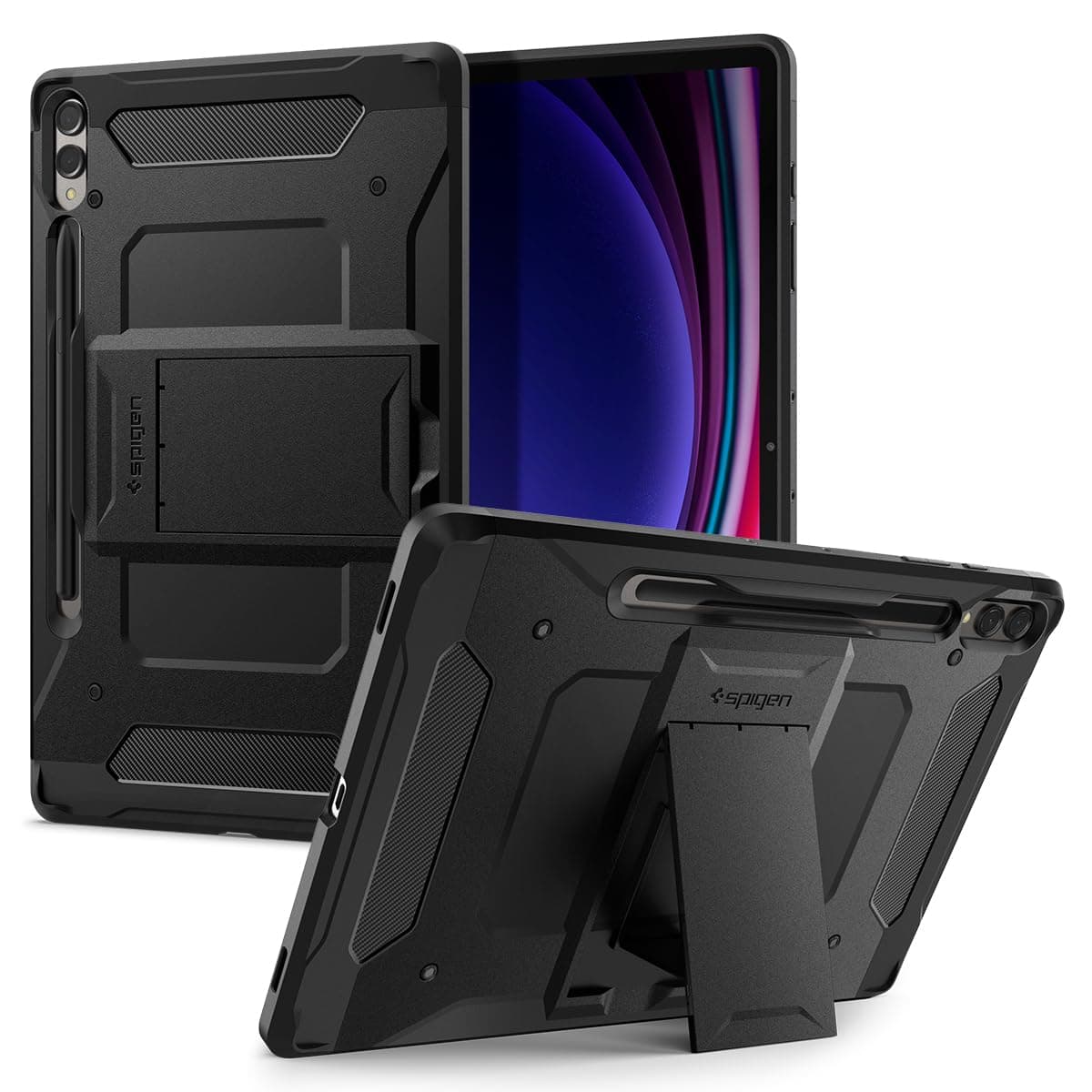 Spigen Tough Armor Pro Case Compatible with Samsung Galaxy Tab S10+ Plus (2024), Samsung Galaxy Tab S9+ Plus (2023) - Black