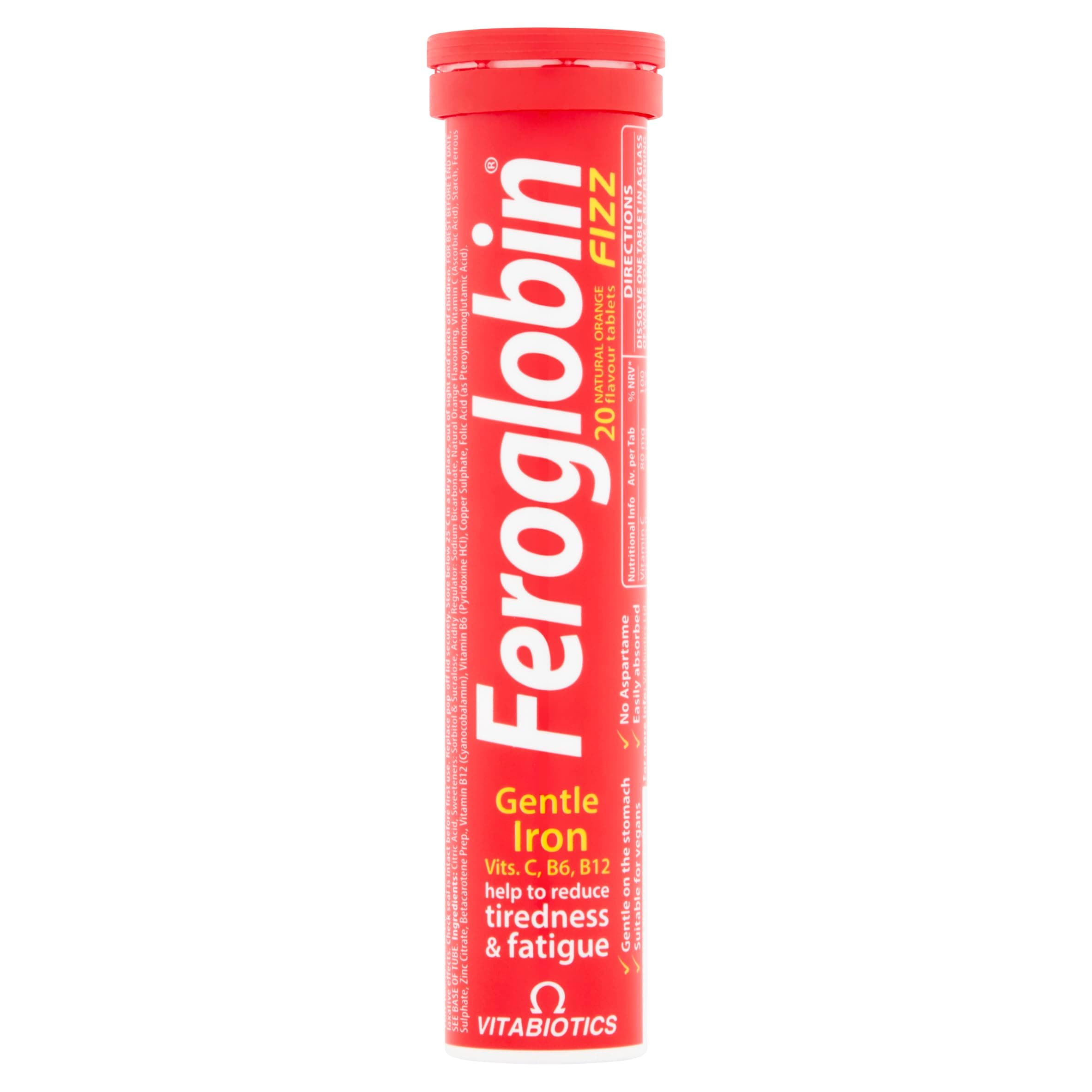 Feroglobin Fezz 20 Tablet | Gentle Iron Supplement - Support Defficiency, Anemia, Blood formation, Boost Energy, Immunity & Vitality - Reduce Fatigue & Tiredness |Honey & Orange Flavour