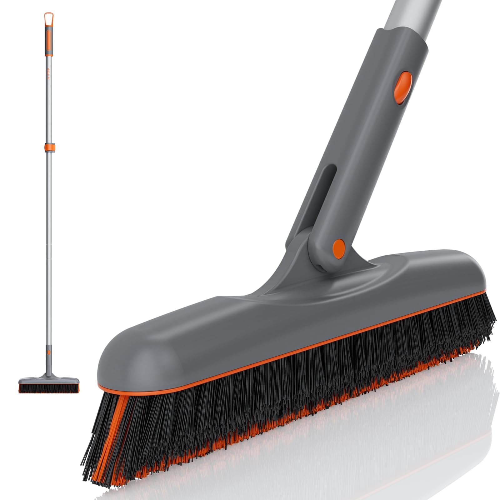 Eazer Grout Brush with Long Handle, 180°Rotation Tile Grout Cleaning Brush, V-Shape Shower Scrubber Cleaner, Stiff Bristle for Cleaning Bathroom Tile Floors - 53in