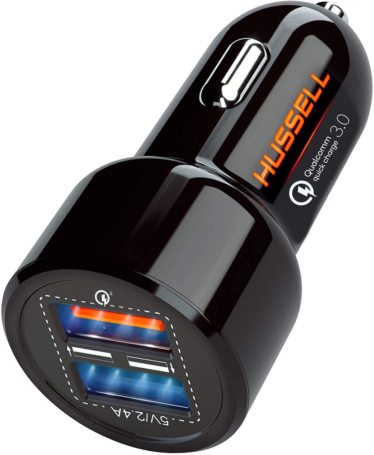 WERPOWER Hussell Cigarette Lighter USB Adapter - 12 V Car Charger for Mobile Phone, Navigation Connection to Socket - 2-Port Multiple Plug - Must Have Car Gadget