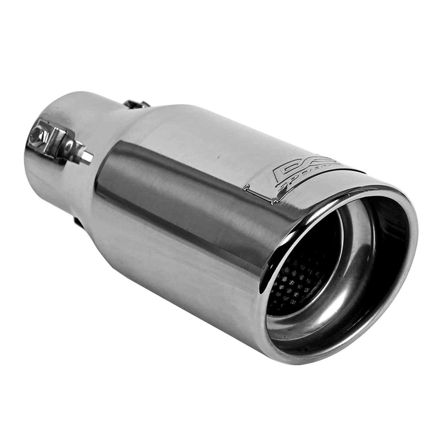 DC Sports Ex-1012 Performance Bolt-On Resonated Exhaust Tip With Clamps And Adapters For Universal Fitment On Most Cars, Sedans, And Trucks - Polished Stainless Steel