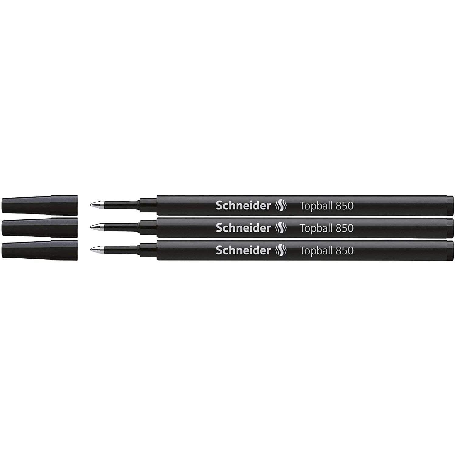 Topball 850 Rollerball Refills Medium Tip 05 Black Pack of 3
