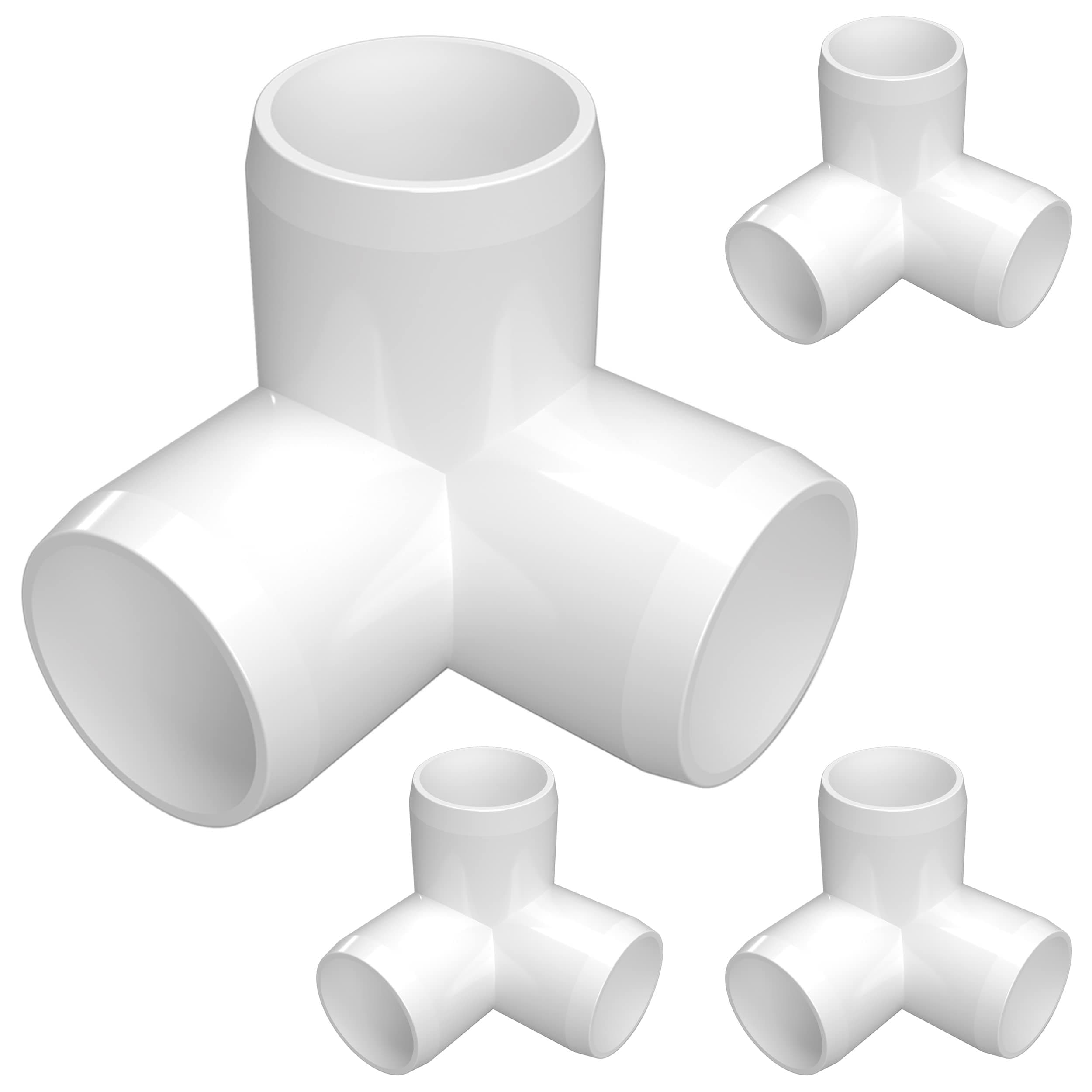FORMUFIT1" Size 3-Way PVC Elbow Fitting Connector - 4-Pack - Furniture Grade