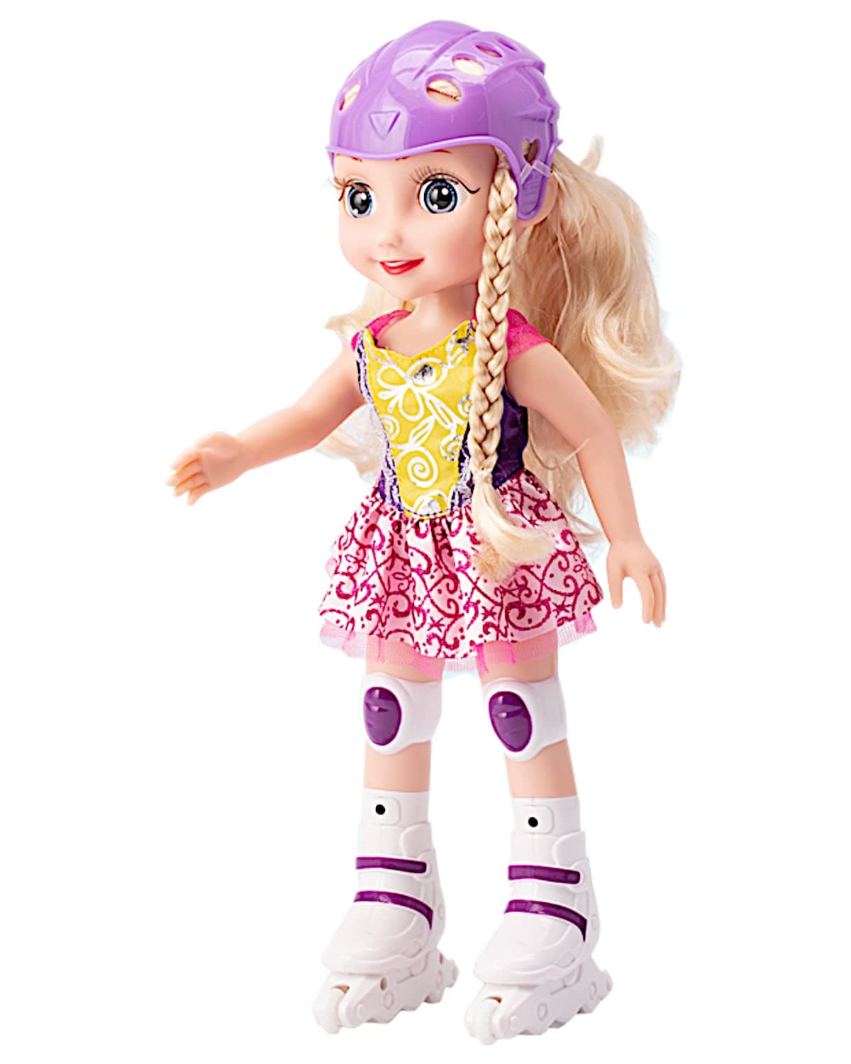 POCO DIVO Skating Princess 14" Dancing Doll Blading Skates Inline Roller Girl Interactive auto Retreat Baby Sonic Control Fashion Dress Blonde Beauty with Music