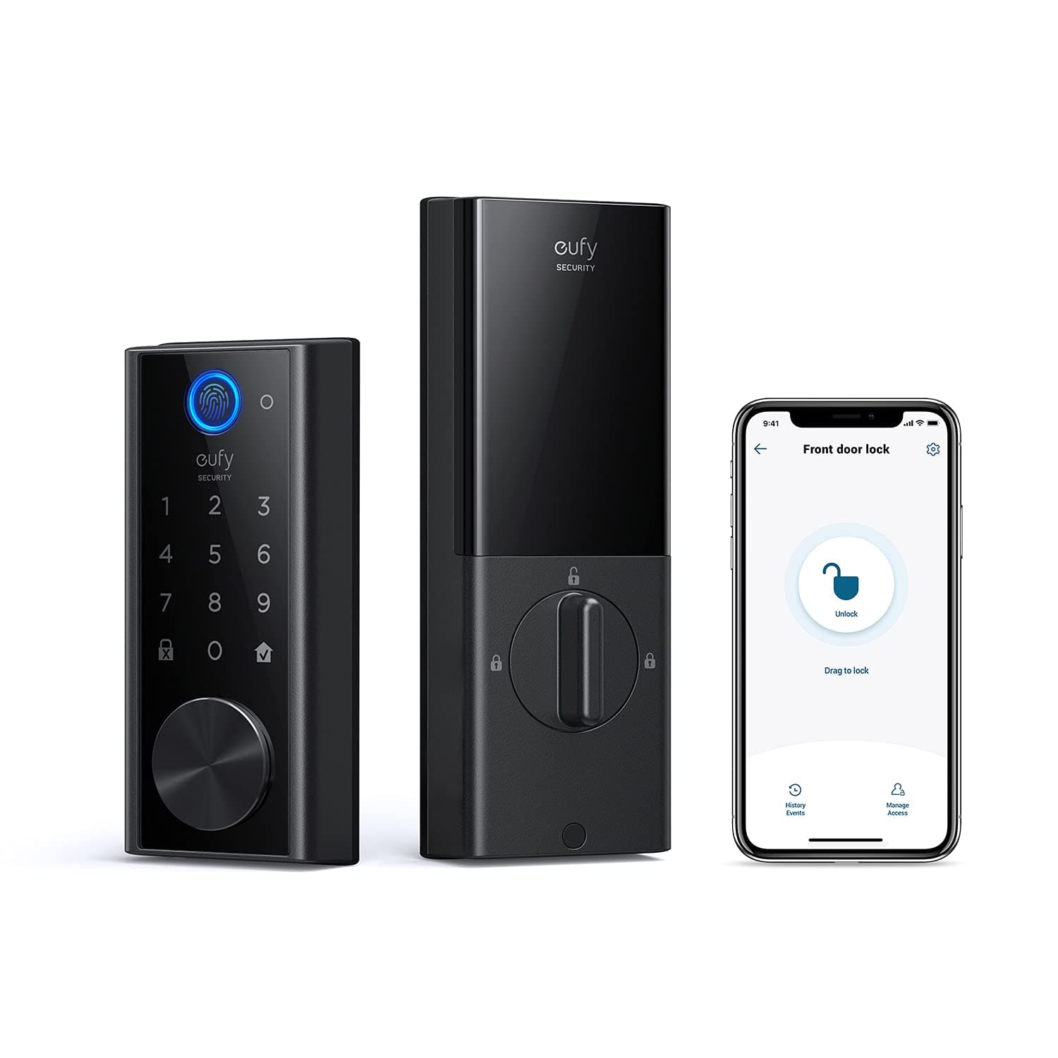 eufy security S230 Smart Lock Touch & Wi-Fi, Fingerprint Scanner, Keyless Entry Door Lock, Smart Wi-Fi Lock, Bluetooth Electronic Deadbolt, Touchscreen Keypad, BHMA Certified, IP65 Weatherproofing