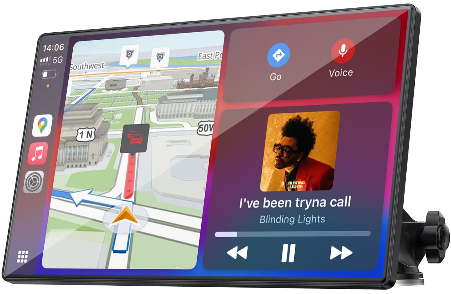 Topexplore Carplay Screen for Car, 9'' Wireless CarPlay & Android Auto- Upgrade Portable Touchscreen with Bluetooth, Mirror Link, Voice Control, Hands-Free Calling,Plug & Play Car Play Screen