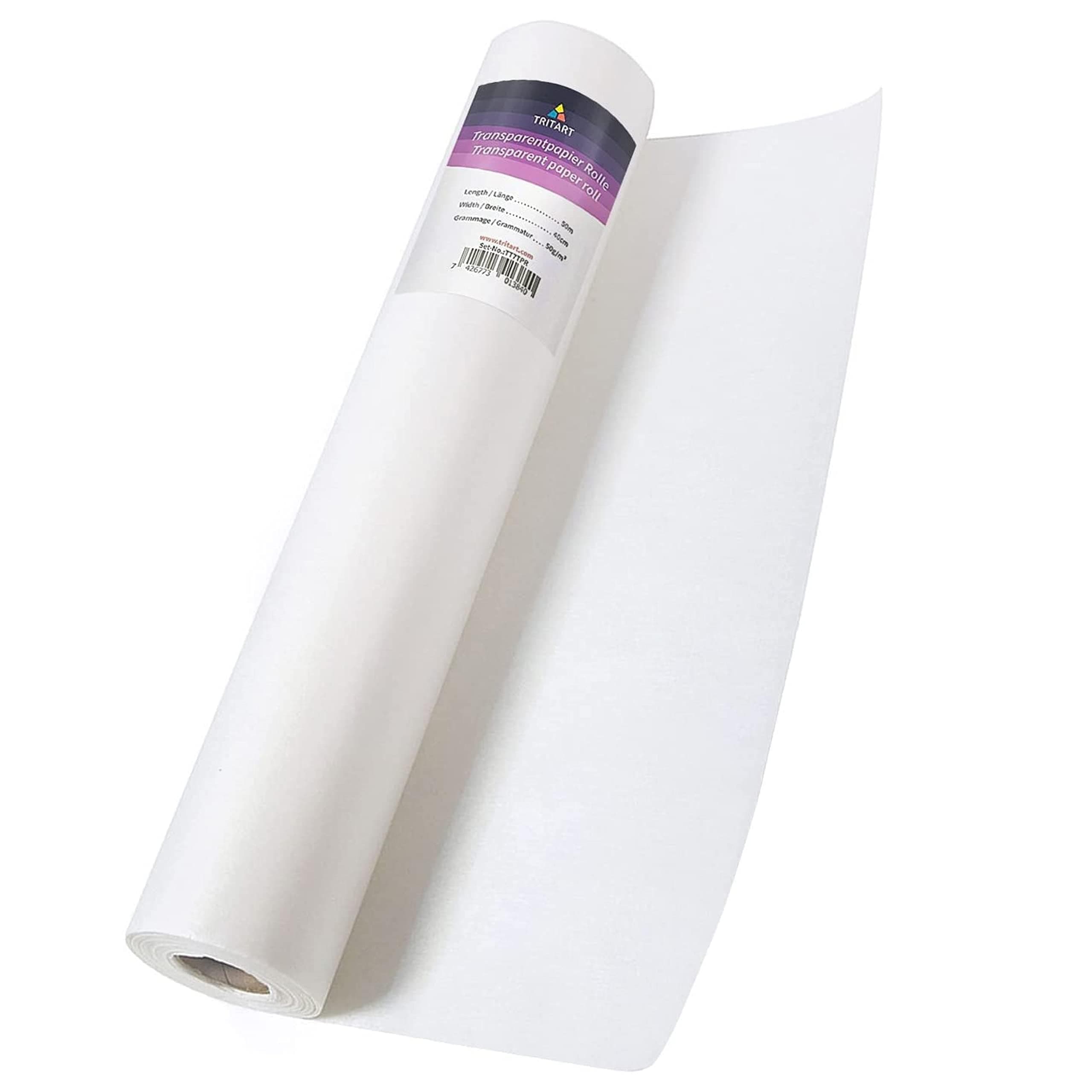 Tracing Paper Roll Transparent 40cm x 50m Multi Purpose Roll of Paper 50g/m - Perfect Sketch Paper Roll for Kids, Architects, Sewing & Dressmaking Paper
