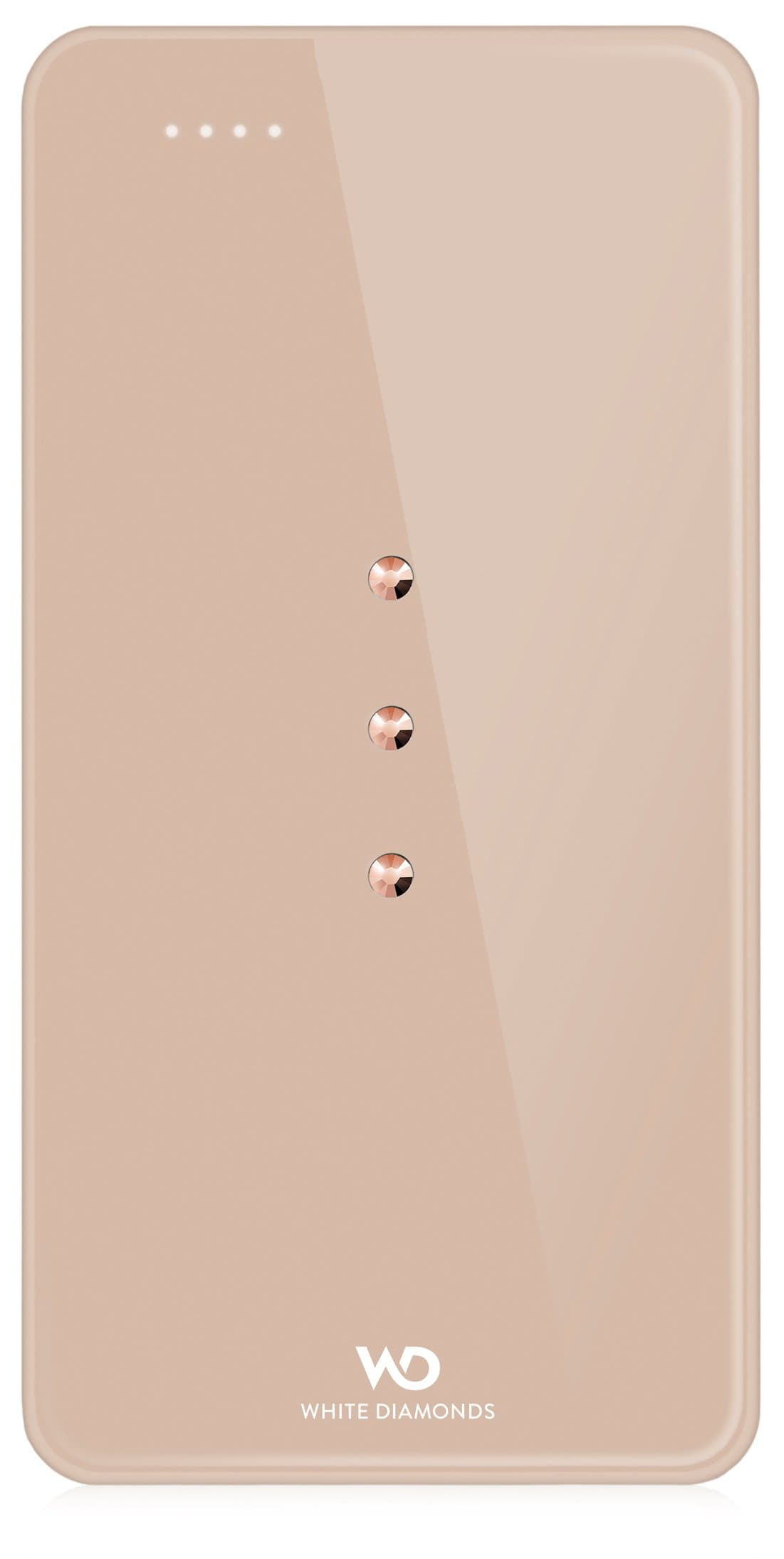 White Diamonds Large Portable Battery Charging Pack with Swarovski Elements Compatible with Smartphones and Tablets - Rose Gold