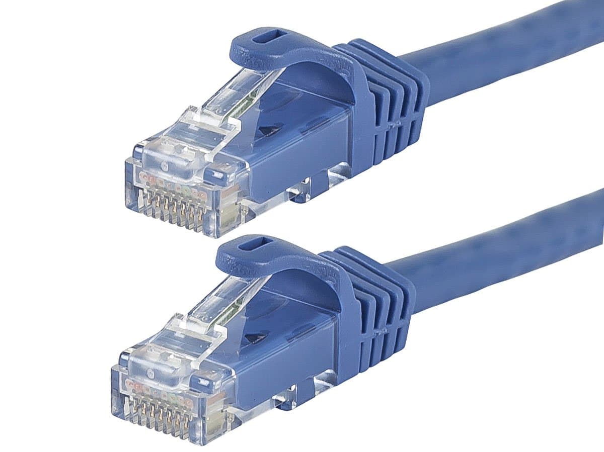 Monoprice Cat5e Ethernet Patch Cable - 30 Feet - Blue | Network Internet Cord - Snagless RJ45, Stranded, 350Mhz, UTP, Pure Bare Copper Wire, 24AWG - Flexboot Series