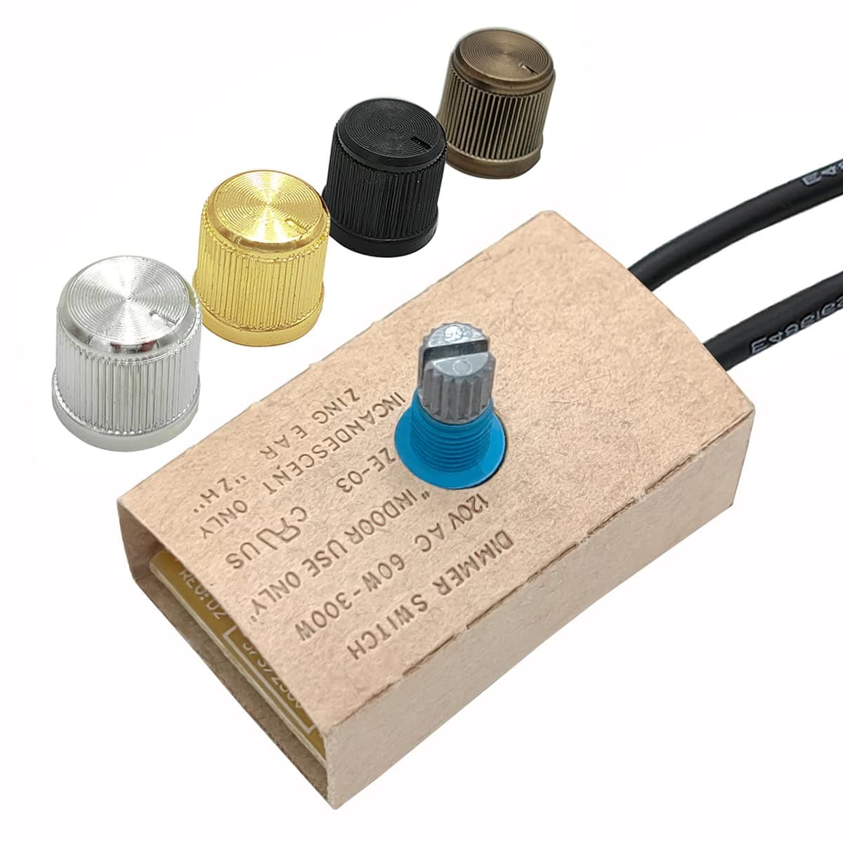 Table Lamp LED Dimmer Switch Kit Zing Ear ZE-03 300W Inline Rotary LED Dimmer Switch with 4 Knobs