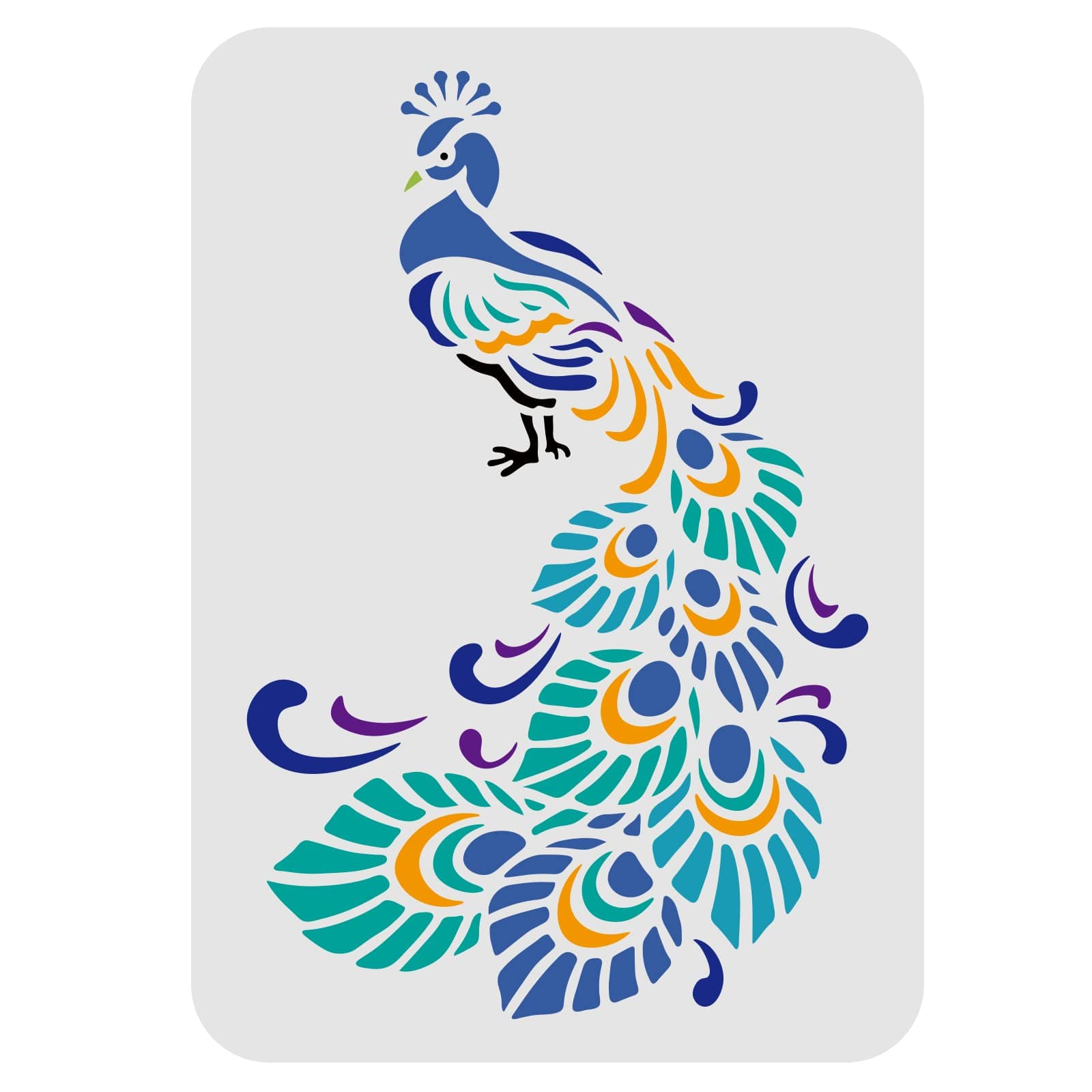 FINGERINSPIRE Peacock Stencil - Reusable Plastic Rectangle DIY Decorative Stencil Template for Painting on Walls, Furniture, Crafts & Home Decor