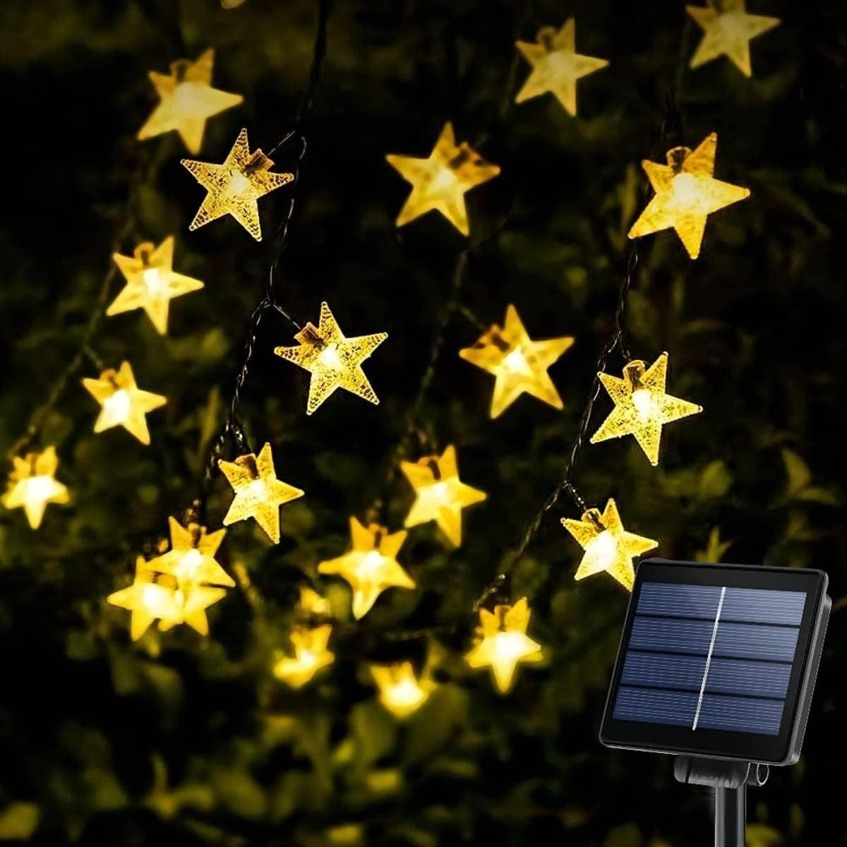 Xspring Solar Star String Lights, Warm White 12m100 LED Solar String Lights with 8 Modes, Solar Powered Twinkle Fairy Lights, Waterproof Solar Outdoor String Lights for Garden,Lawn Patio, Landscape