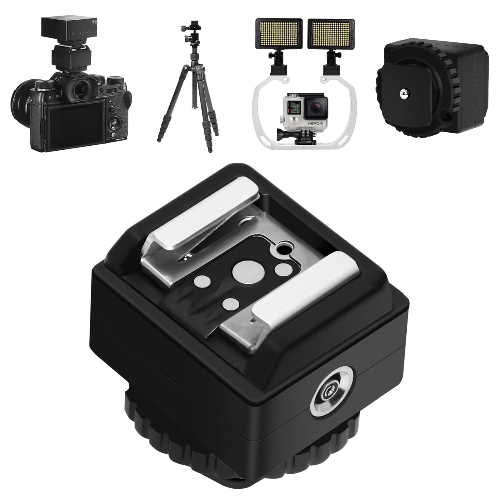 Standard Hot Shoe Adapter with Extra Pc sync Connection Port for Camera Connecting to Off-Camera Flash,Studio Light etc,.