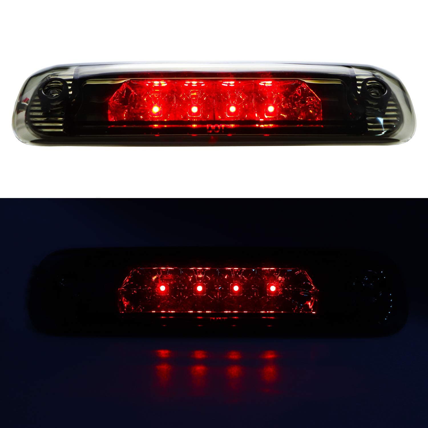 for 1997-2001 Jeep Cherokee LED Bar 3rd Third Tail Brake Light Rear Lamp High Mount Stop light (Chrome Housing Smoke Lens)