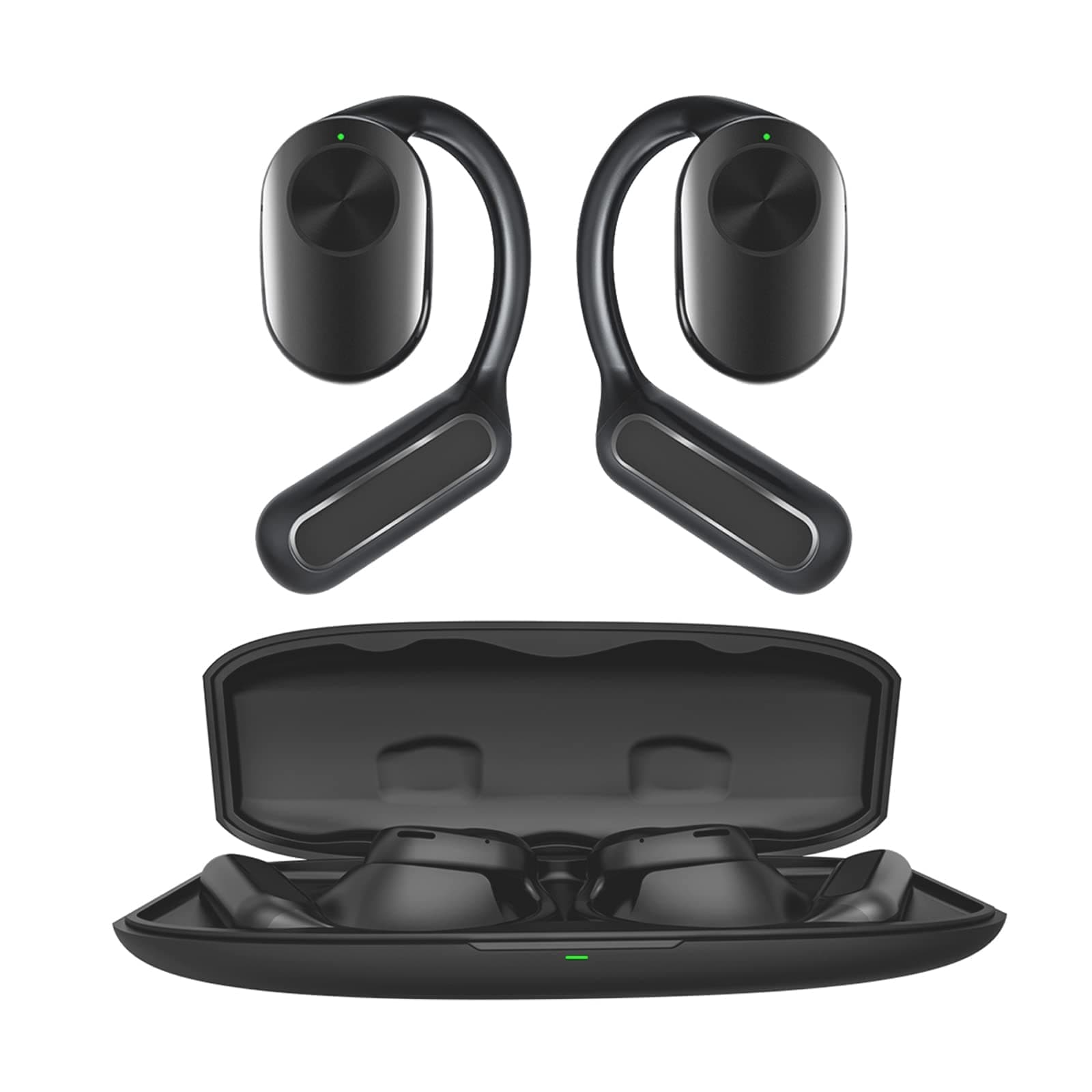 Open Ear Air Bone Conduction Headphones Head Set Wireless Bluetooth Over Open Ear Earbuds with Earhooks Ear Hook Induction Earphones Bone Conducting Conduction Headset Earbuds Headphones Outer Ear