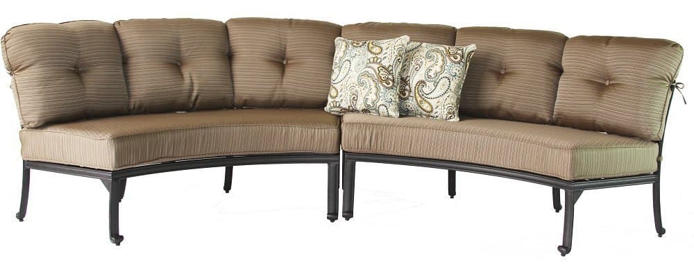 Zigzagmars Cast Aluminum Powder Coated 2pc Curved Sofa Set - Includes Seat & Back Cushions - Antique Bronze Finish L8