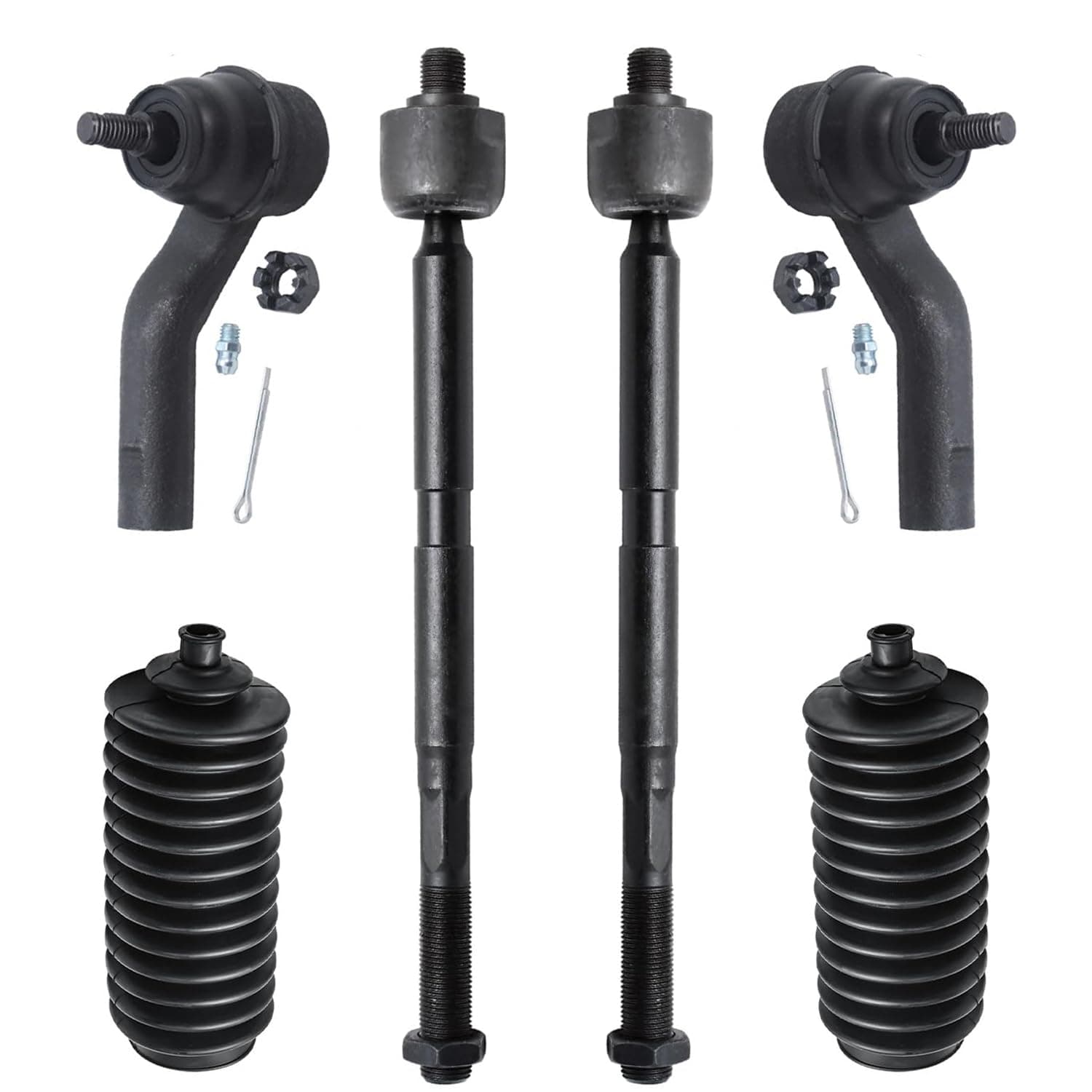 Detroit Axle - Front Inner & Outer Tie Rod End Boot Replacement for 2013-2017 Ford C-Max Escape Focus - 6pc Set