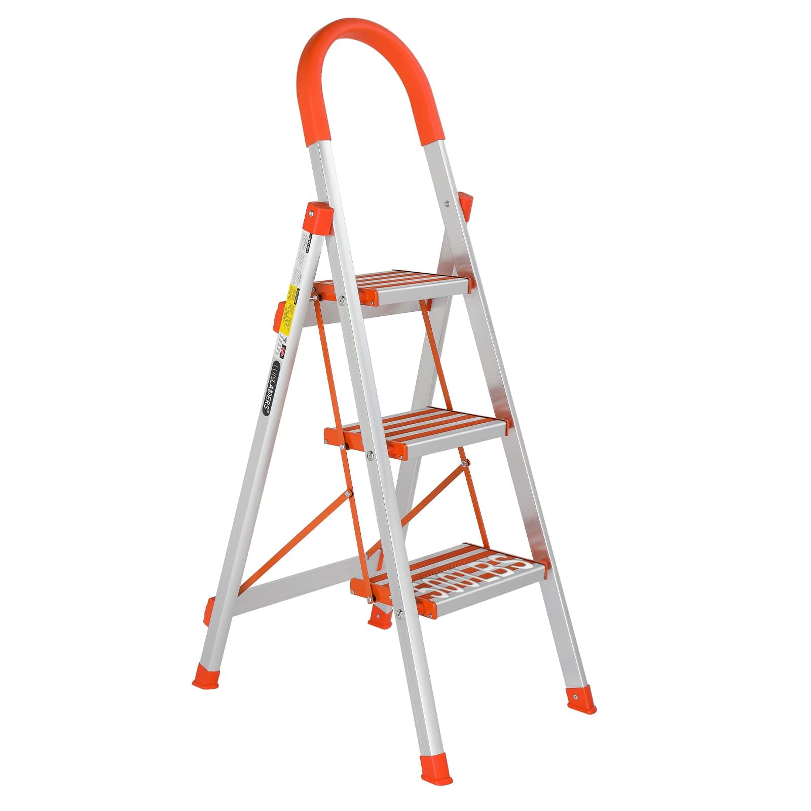 LUISLADDERS 3 Step Stool, Foldable Lightweight Step Ladder, Aluminum Anti-Slip with Rubber Hand Grip, 350lbs Capacity, Home and Kitchen Anti-Slip Stepladders