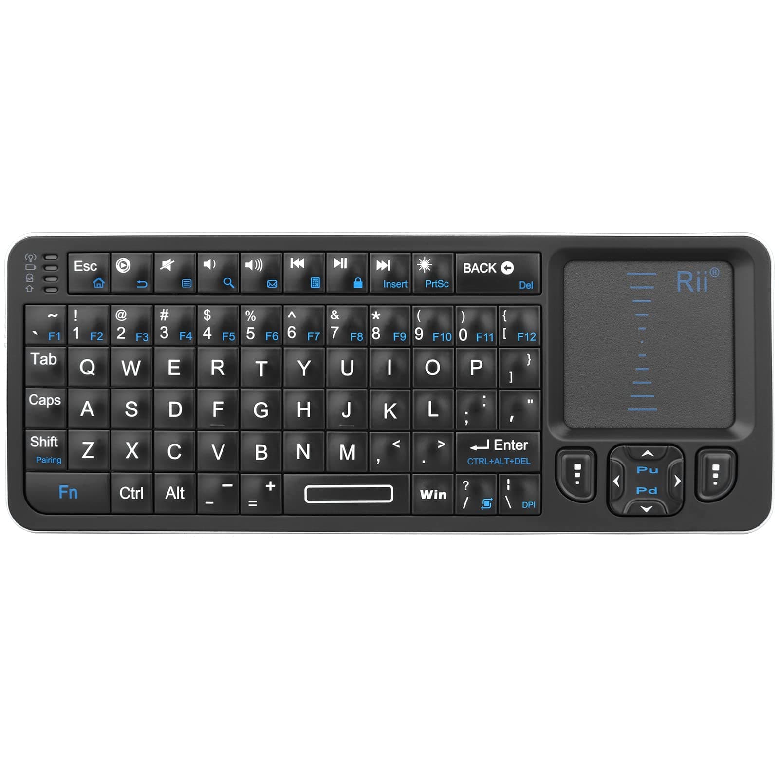 Rii K06 Mini Bluetooth Keyboard,Backlit 2.4GHz Wireless Keyboard with IR Learning, Portable Lightweight with Touchpad Compatible with Android TV Box/Mac/Windows/HTPC (Bluetooth Only)