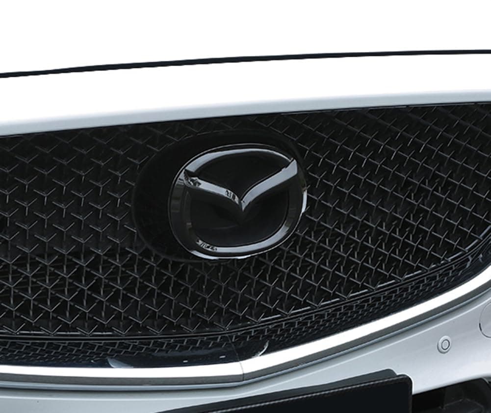 MAXDOOL Car Front Rear Logo Decoration Cover Sticker Sequins Frame Trim Emblem for Mazda 3 Exterior Accessories (Black Front Emblem)