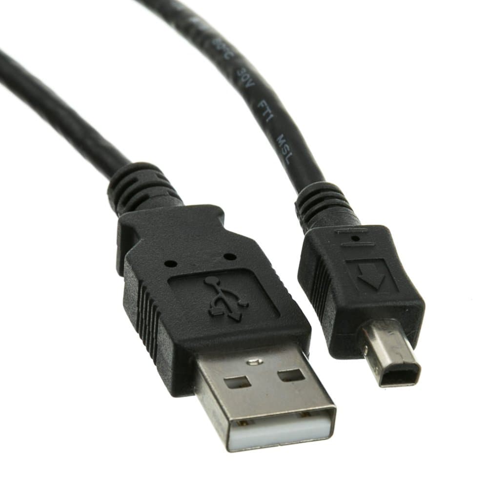 CableWholesale's Mini 4 Pin USB 2.0 Cable, Black, Type A Male to 4 Pin Mini-B Male, 6 foot