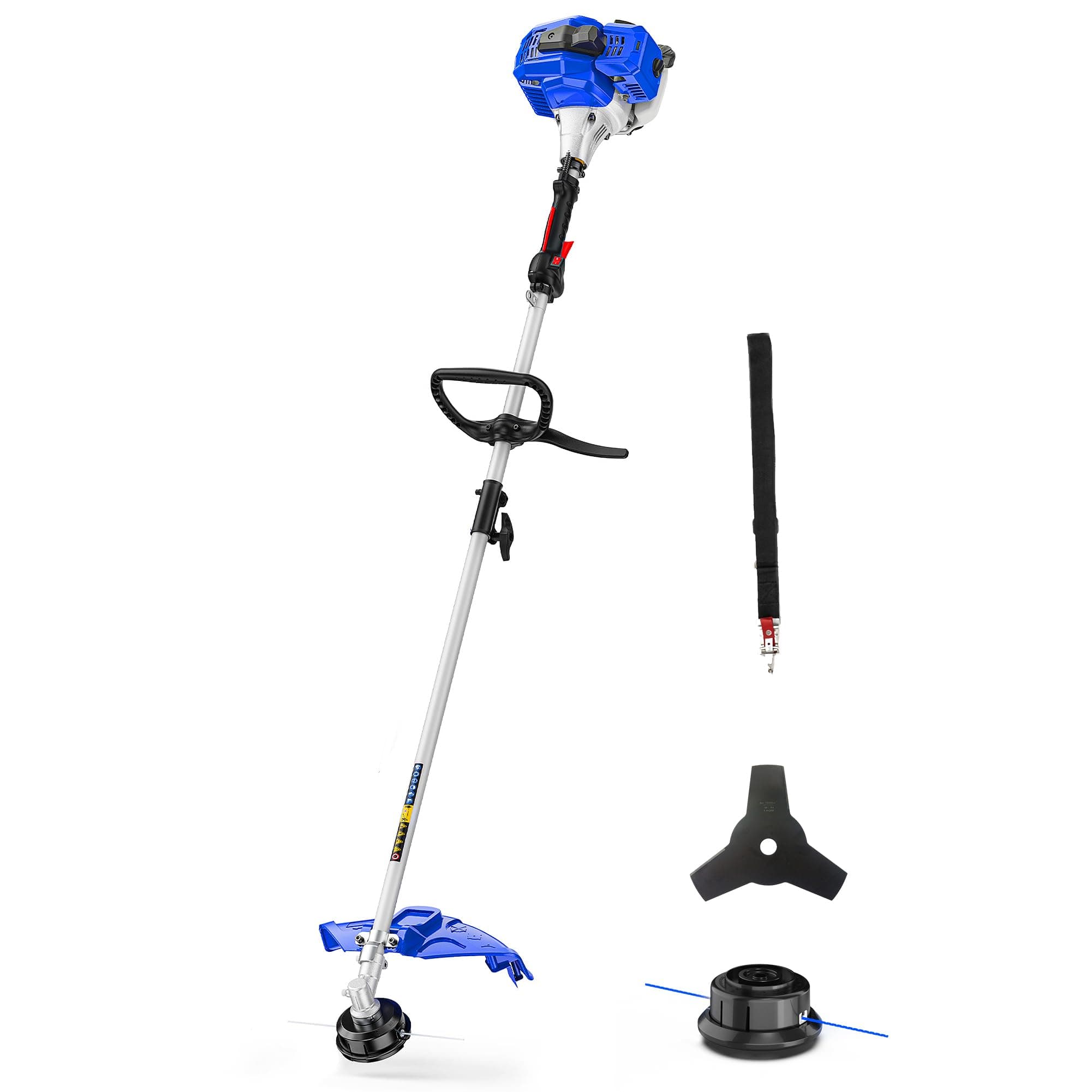 26cc Weed Wacker Gas Powered, 3 in 1 String Trimmer/Edger 17'' with 10'' Brush Cutter,Rubber Handle & Shoulder Strap Included